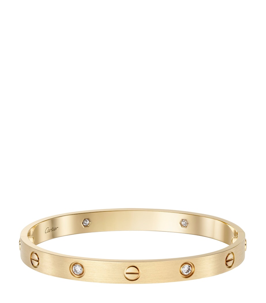 Yellow Gold and Diamond Brushed Love Bangle YELLOW GOLD Image 1