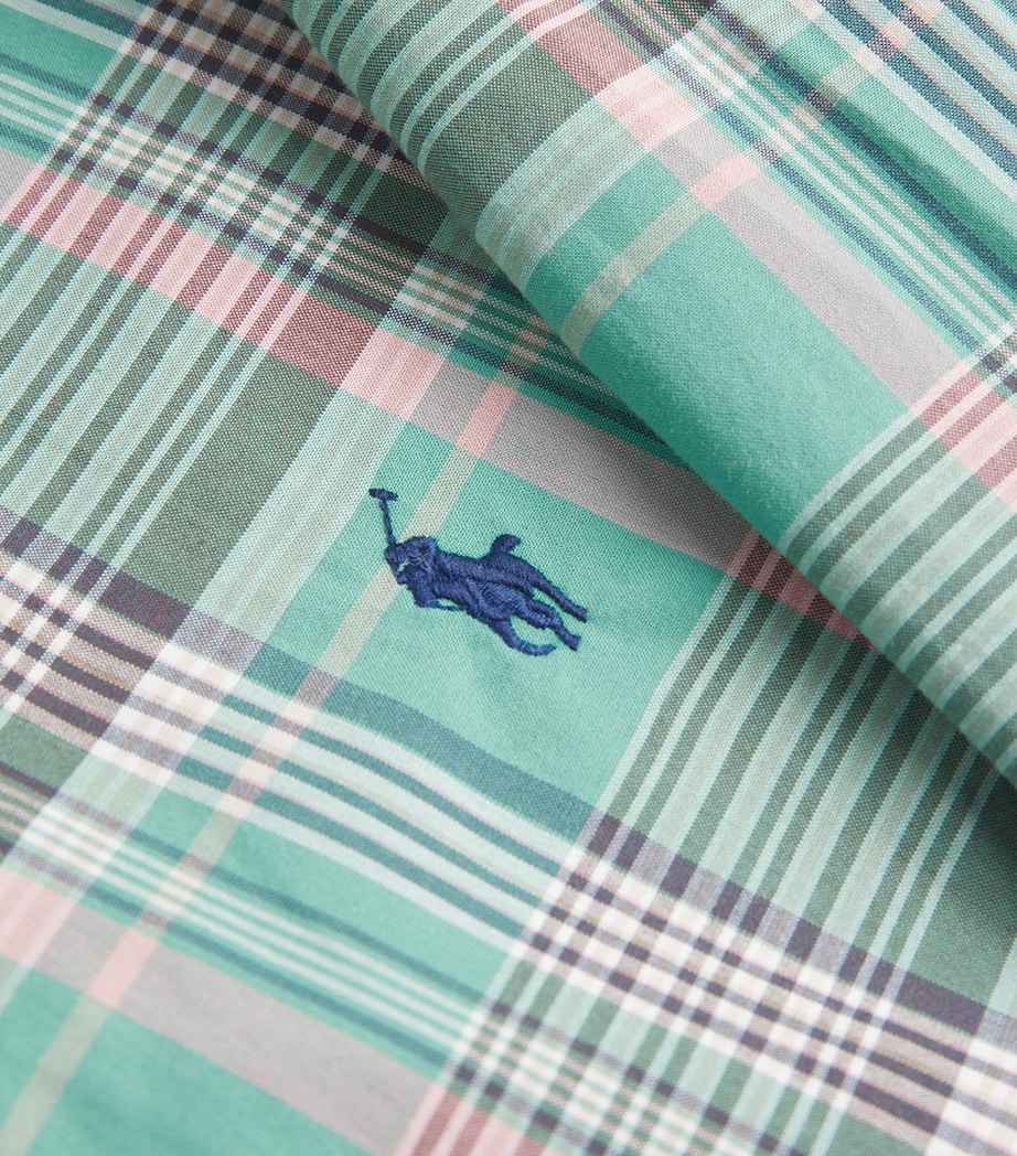 Cotton Check Logo Shirt GREEN PINK Image 5