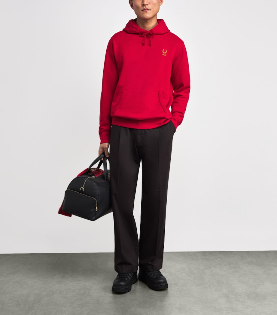 Cotton Polo Horsehoe Hoodie RED Image 2