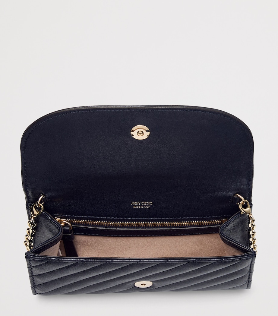 Quilted Leather Curve Chain Wallet MARINE/SHINY GOLD Image 4