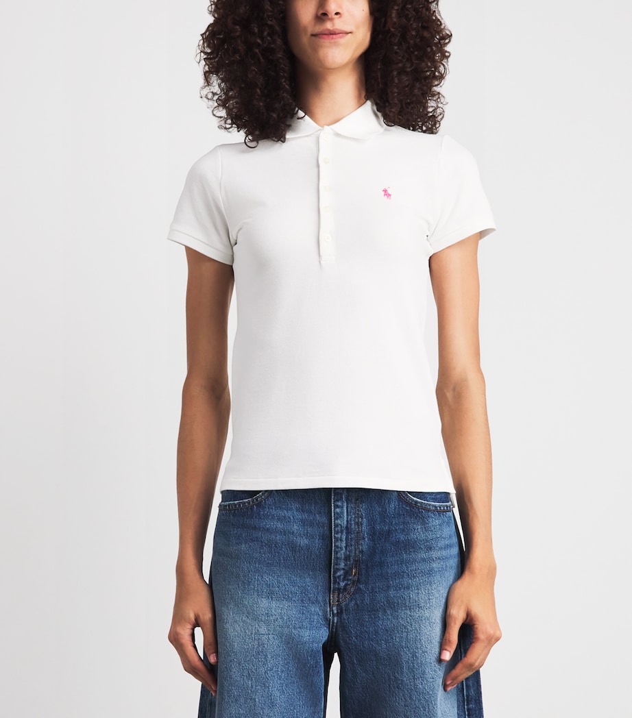 Polo Ralph Lauren Womens Stretch-Cotton Julie Polo Shirt White Image 4