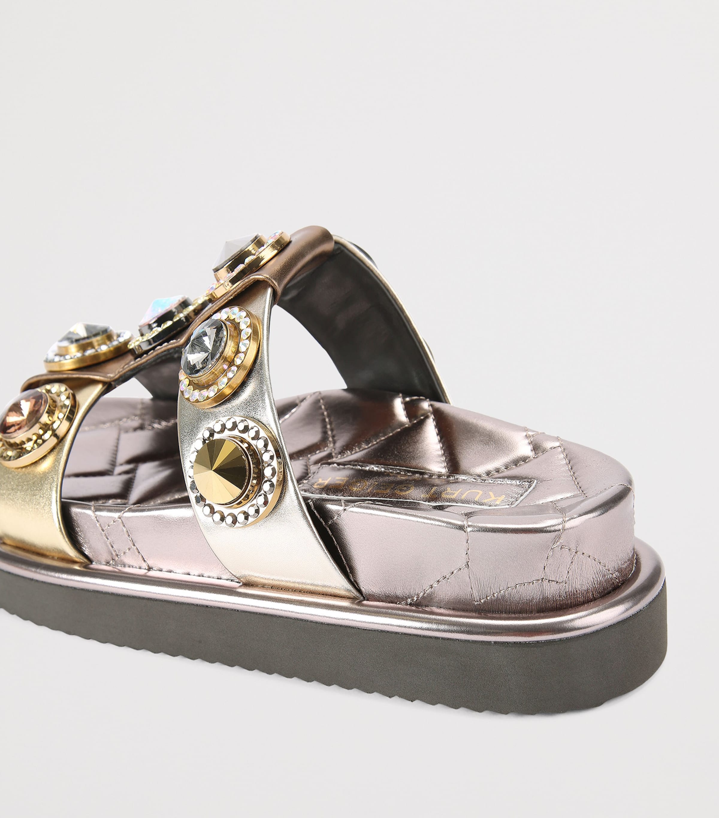 Kurt Geiger London Leather Orson Crystal Sandals Gold Comb Image 2