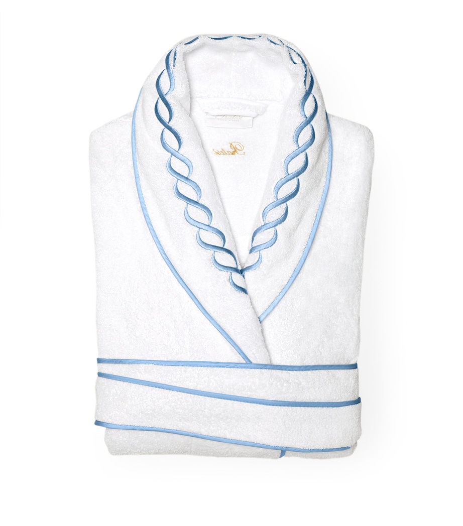 Cotton Treccia Bathrobe (Medium) WHT/MEDIUM BLUE Image 1