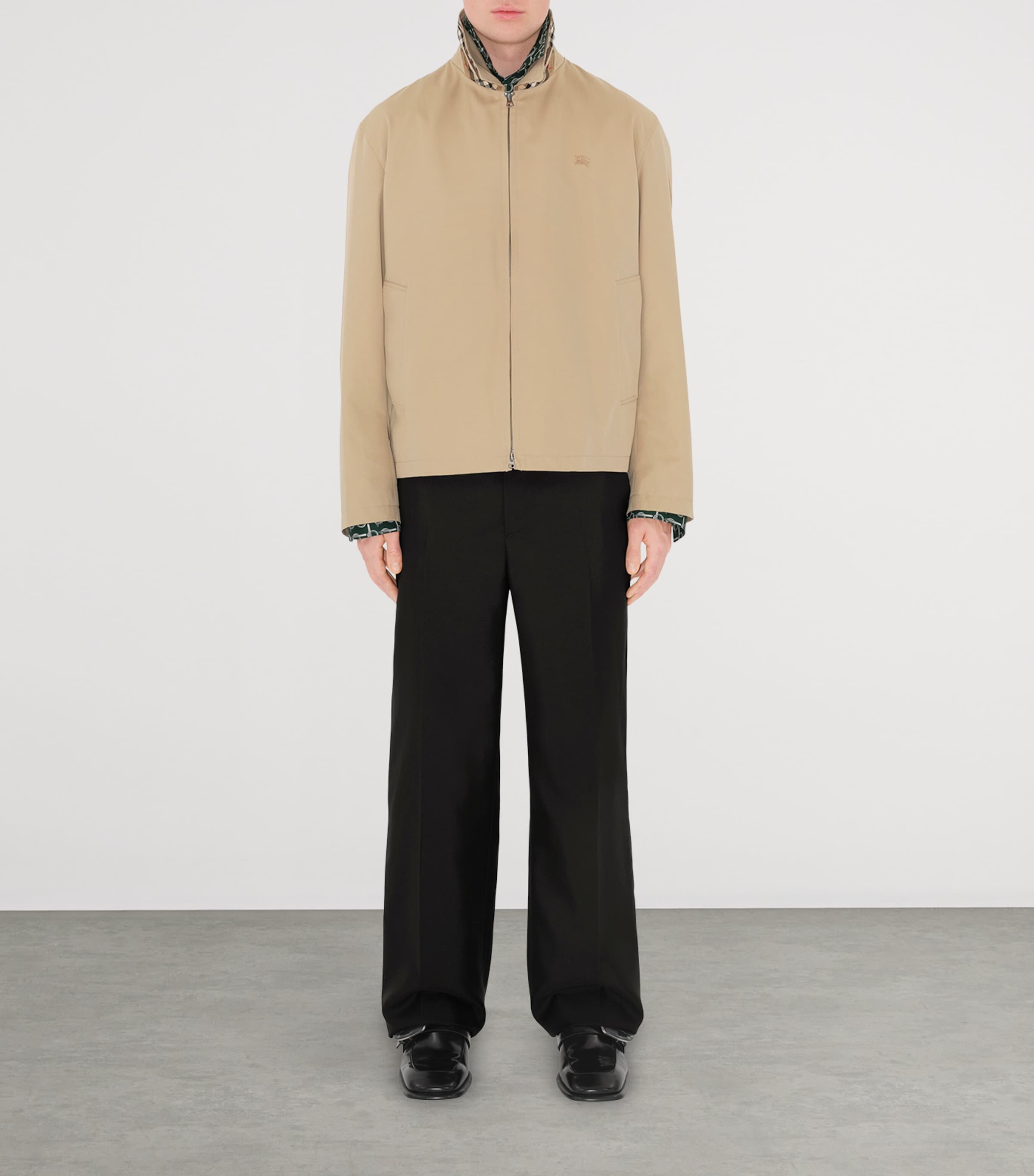 Burberry Mens Cotton Gabardine Harrington Jacket Honey Image 2