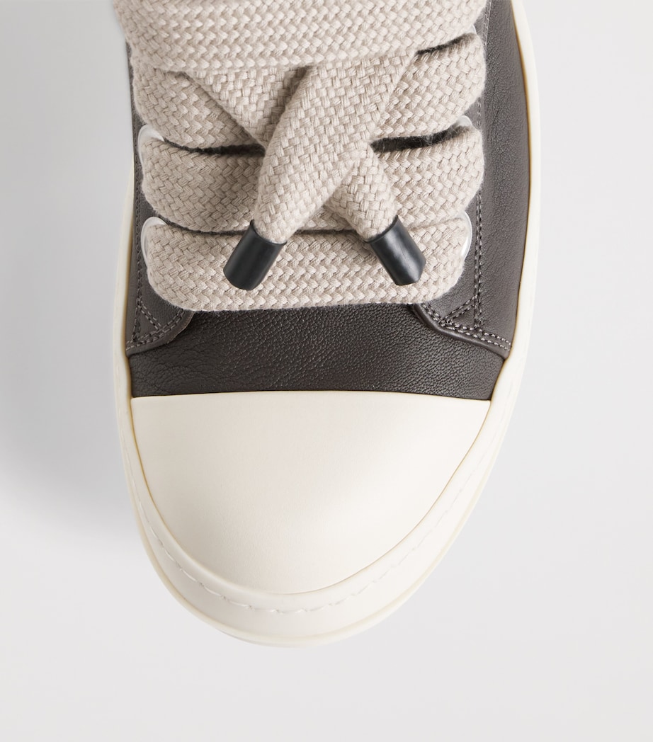 Rick Owens Leather Jumbo-Lace Sneakers Grease/milk Image 6