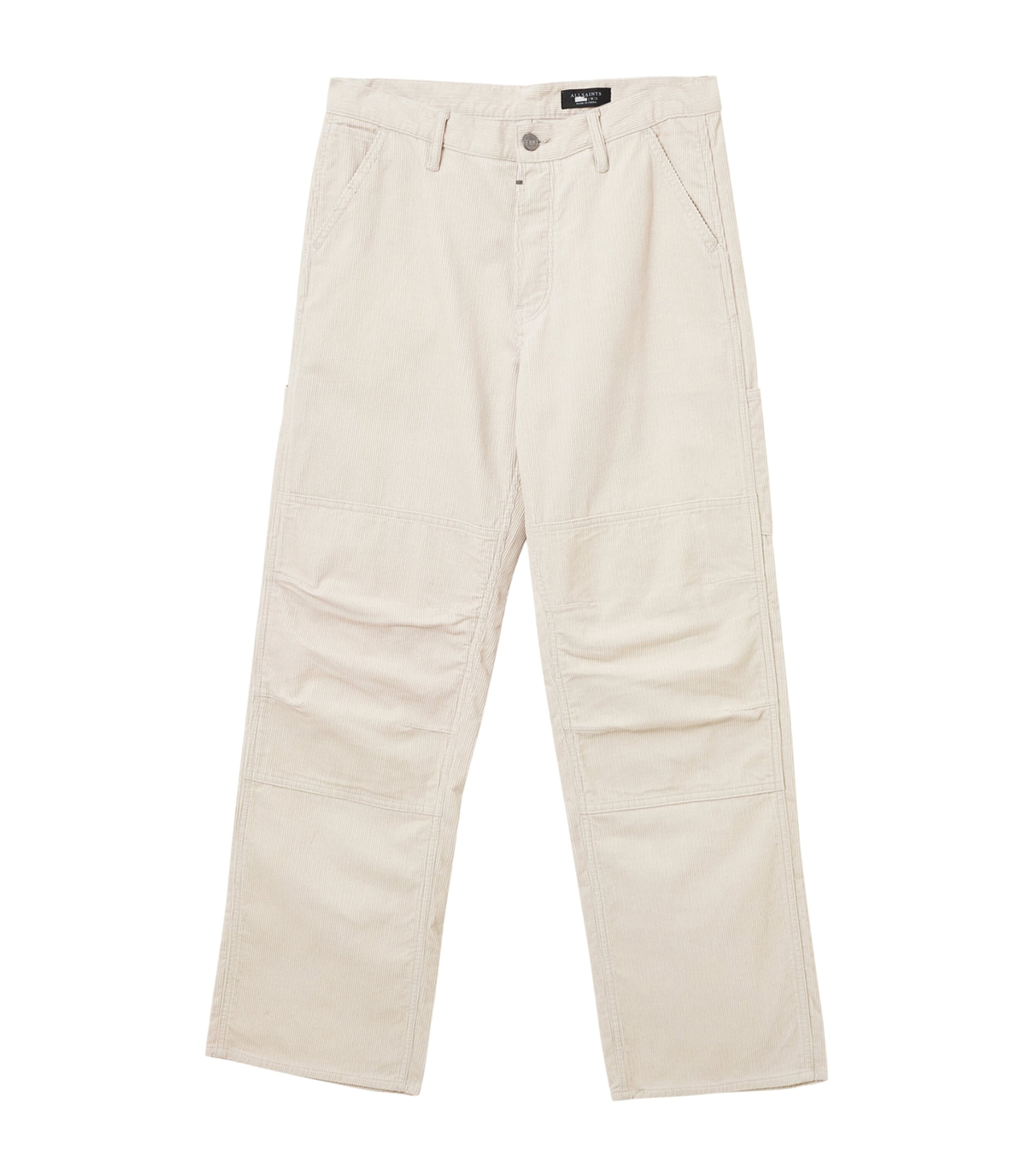 Allsaints Mens Cream Taupe Mullen Wide-leg Cotton-corduroy Jeans In White