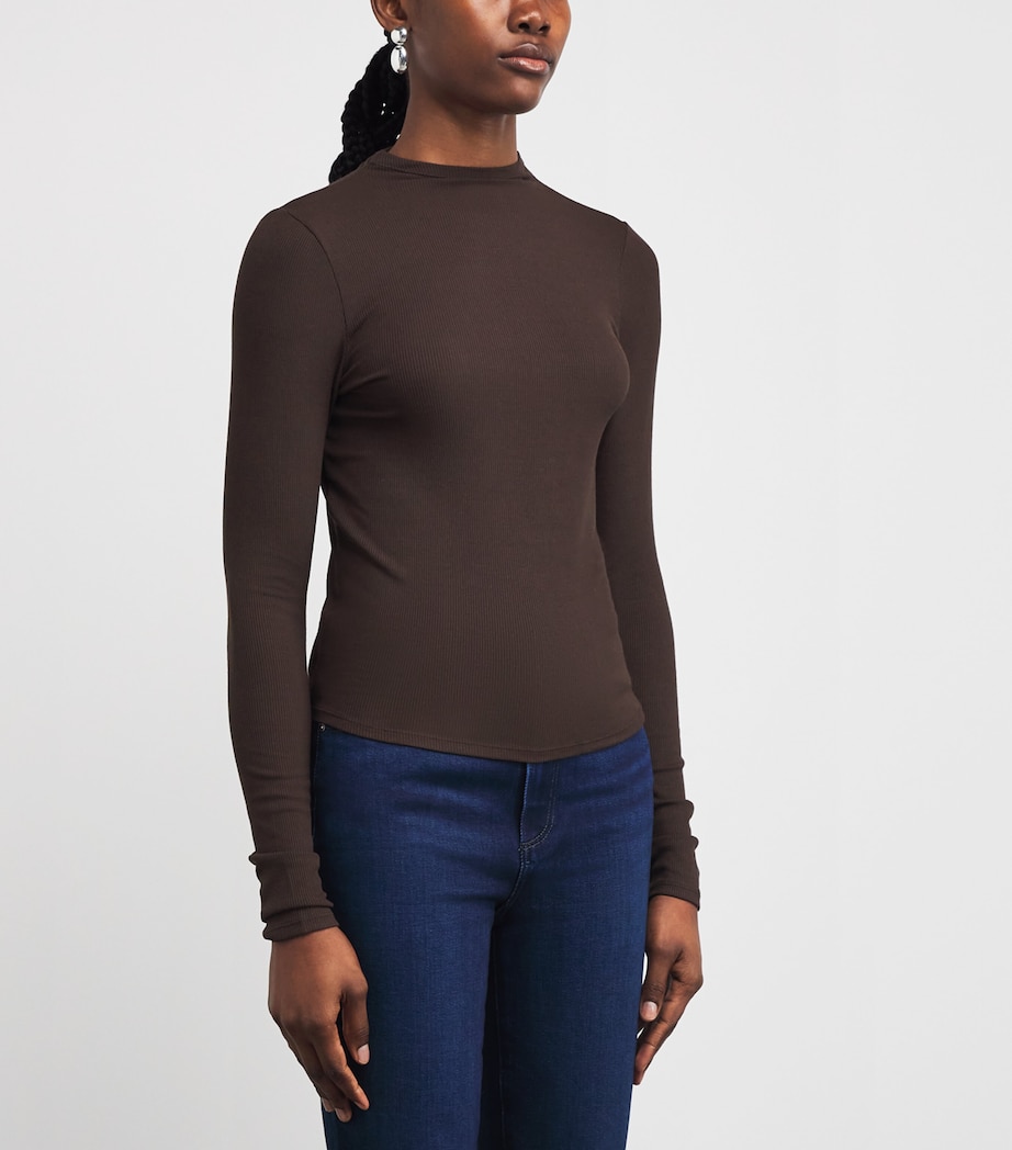 High-Neck Henrietta Top DARK CHOCOLATE Image 3