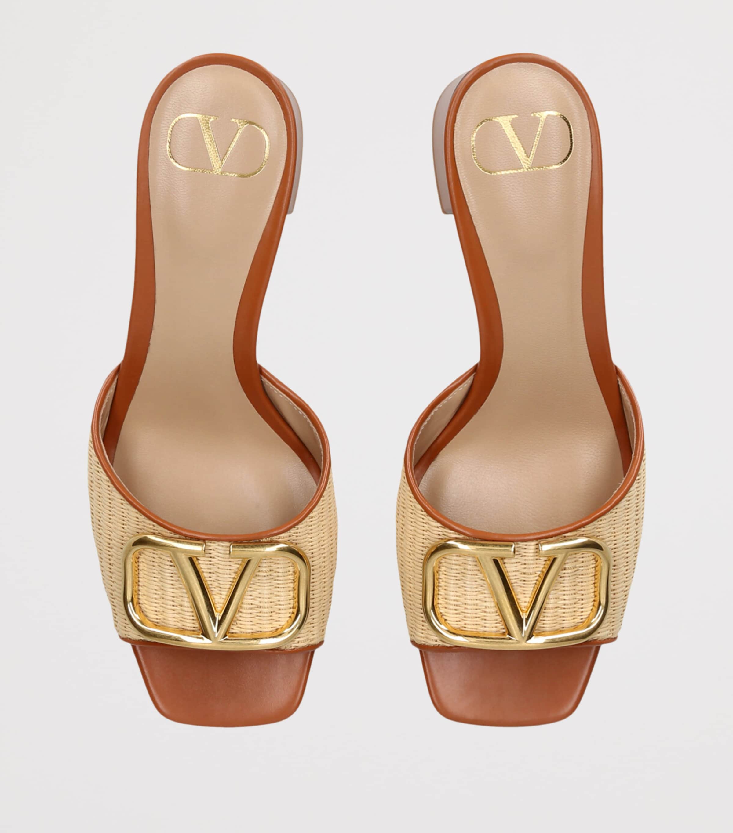 Valentino Garavani Raffia VLogo Mules 60 Beige Oth Image 4