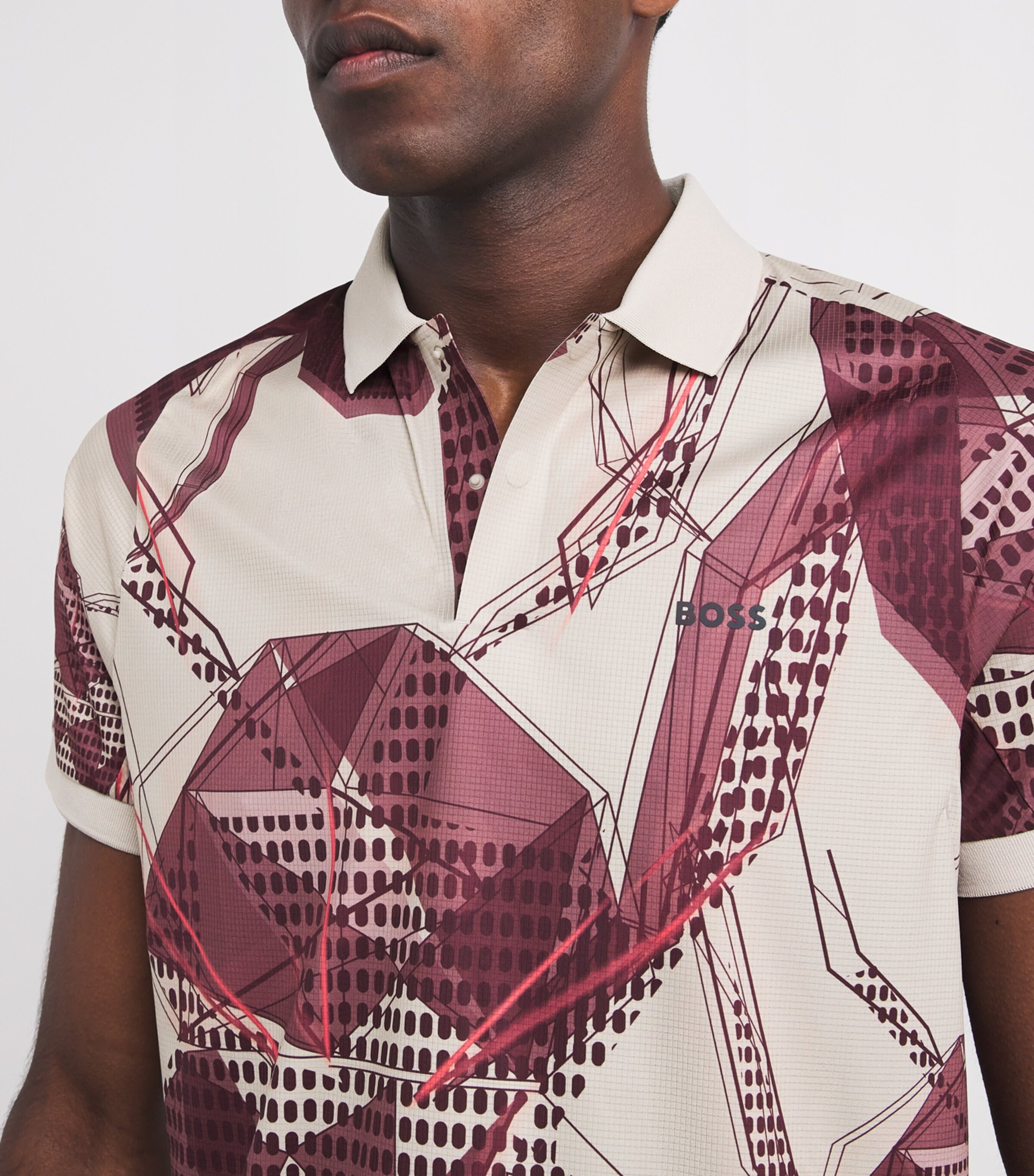 Graphic Print UV Protection Paddy Polo Shirt 284-OPEN BEIGE Image 6