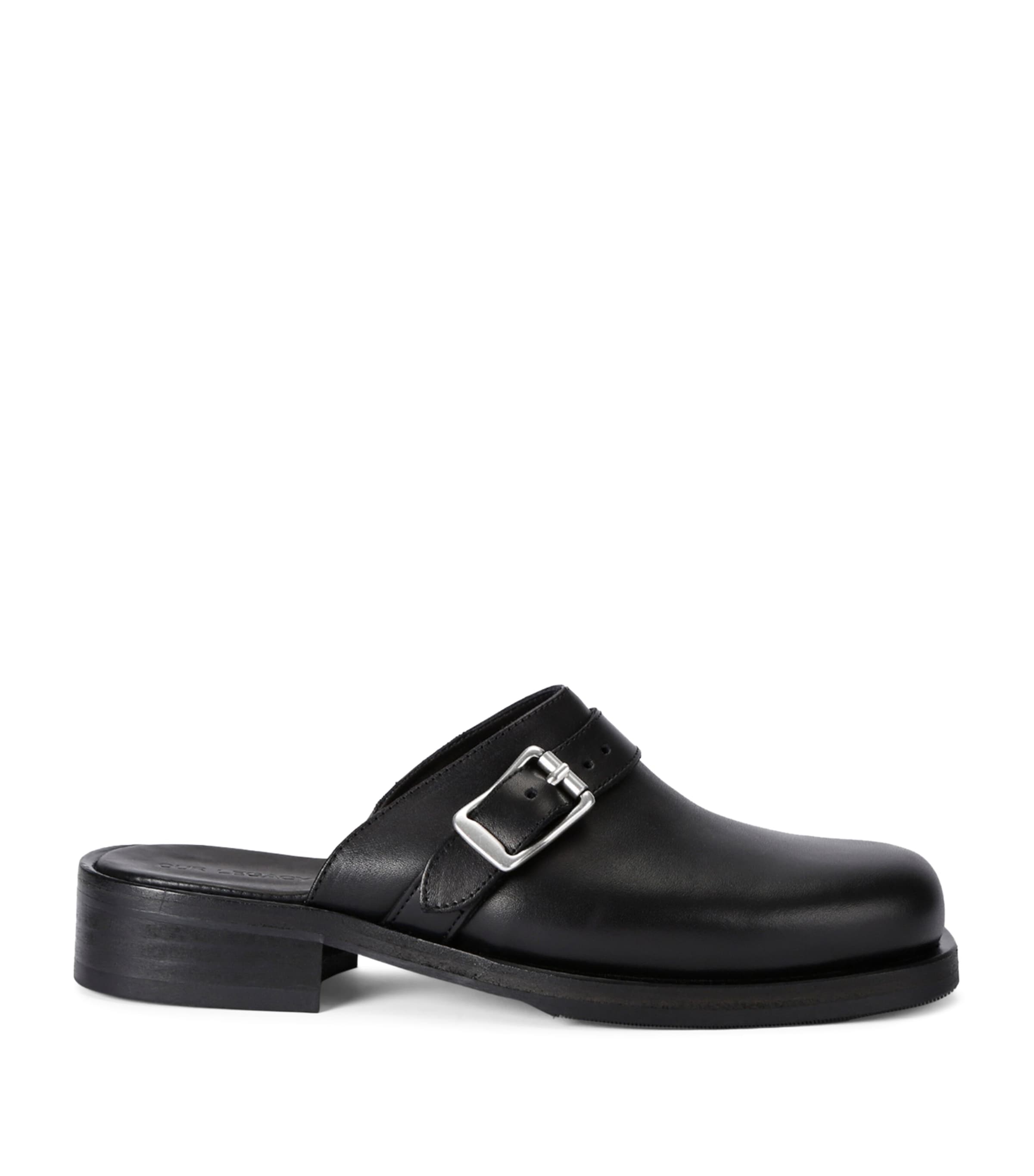 Our Legacy Leather Camion Mules In Black