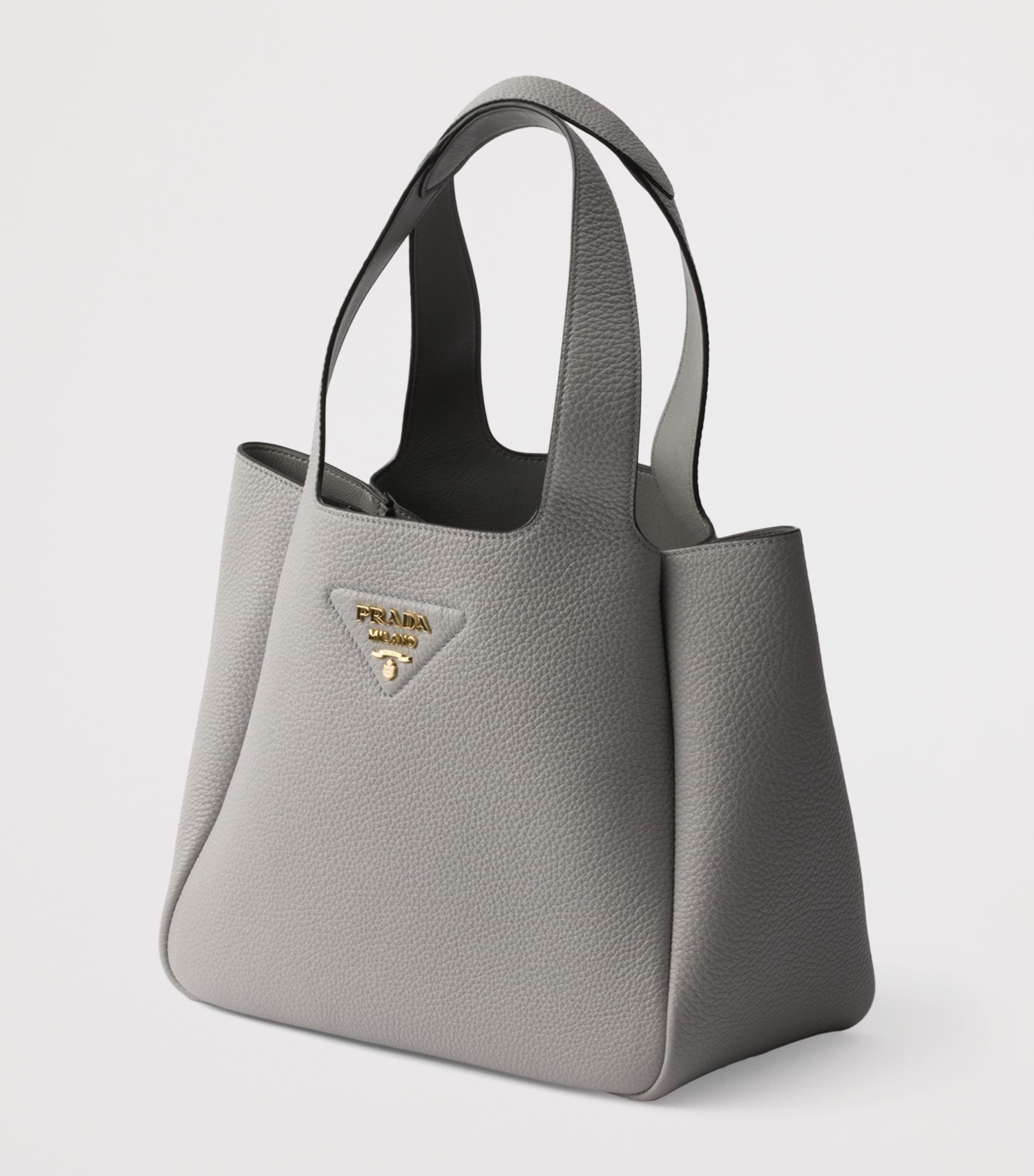 Prada Small Leather Tote Bag Grey Image 4