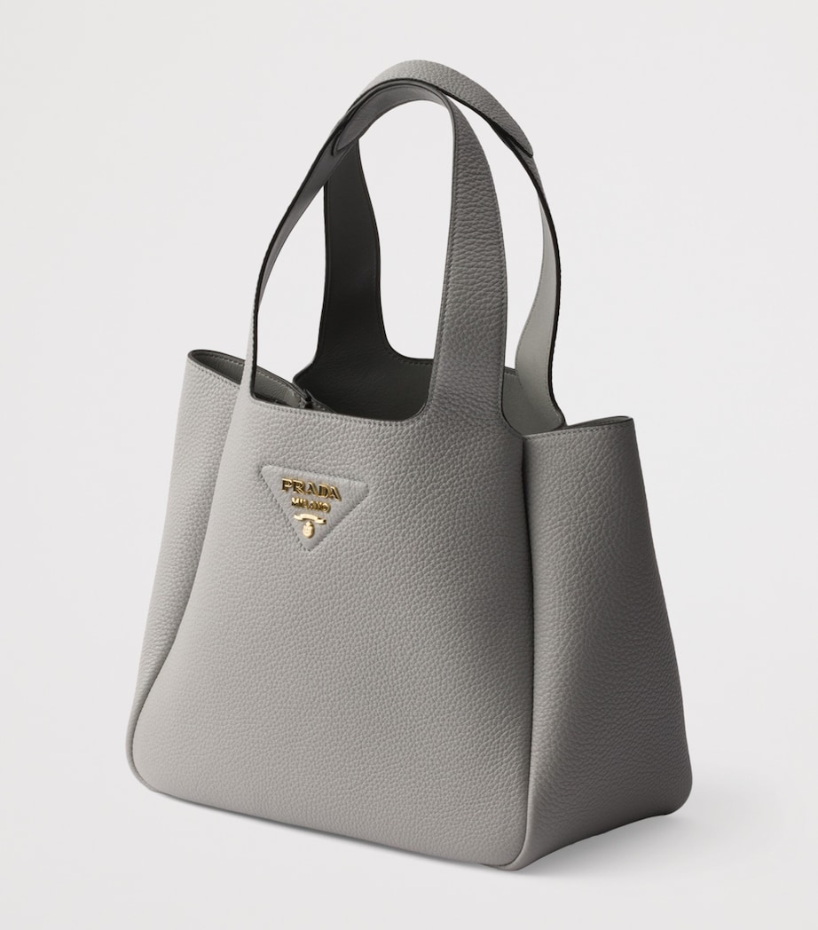Prada Small Leather Tote Bag Grey Image 4