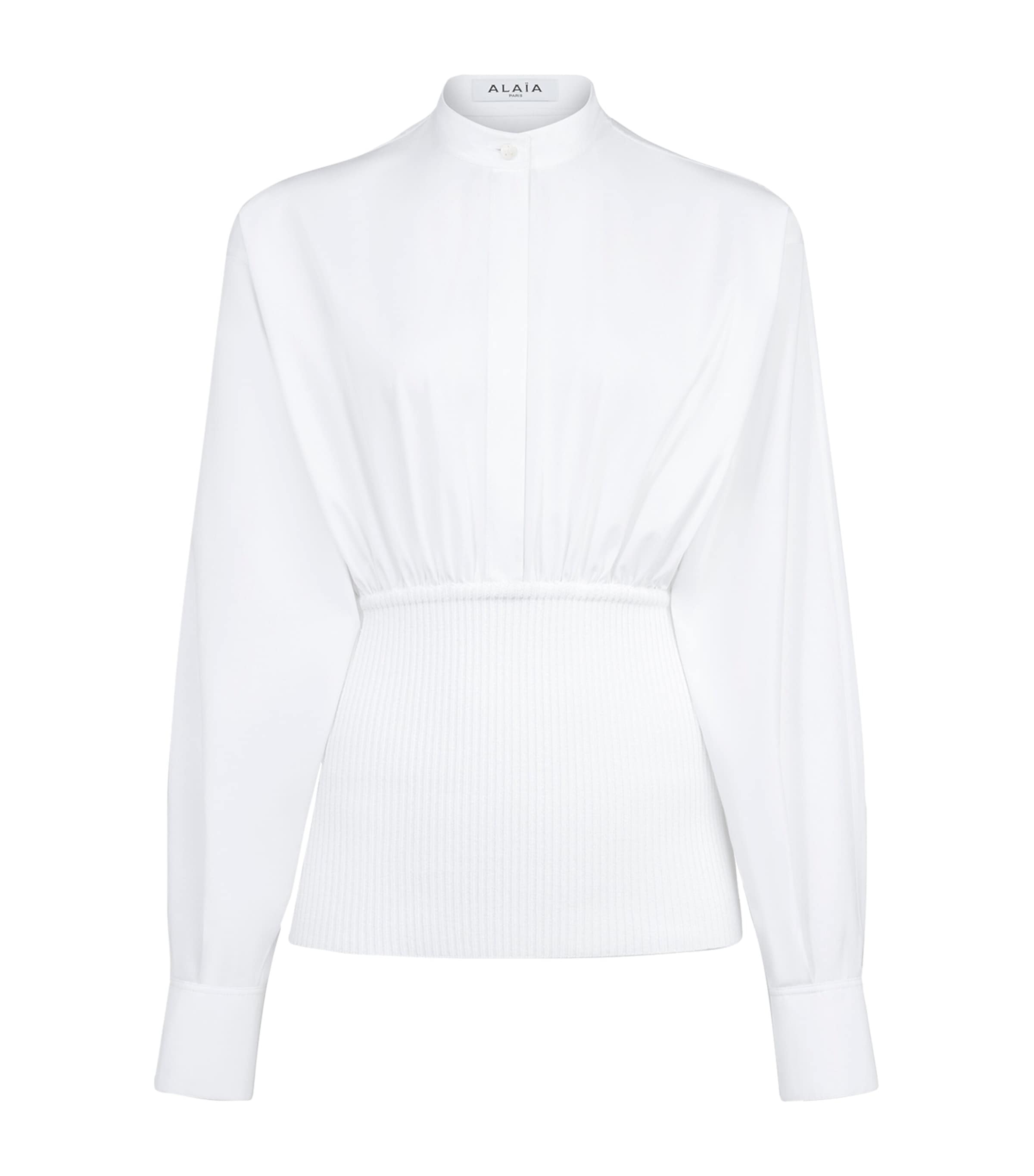Alaïa Cotton Poplin Cinched Shirt In White