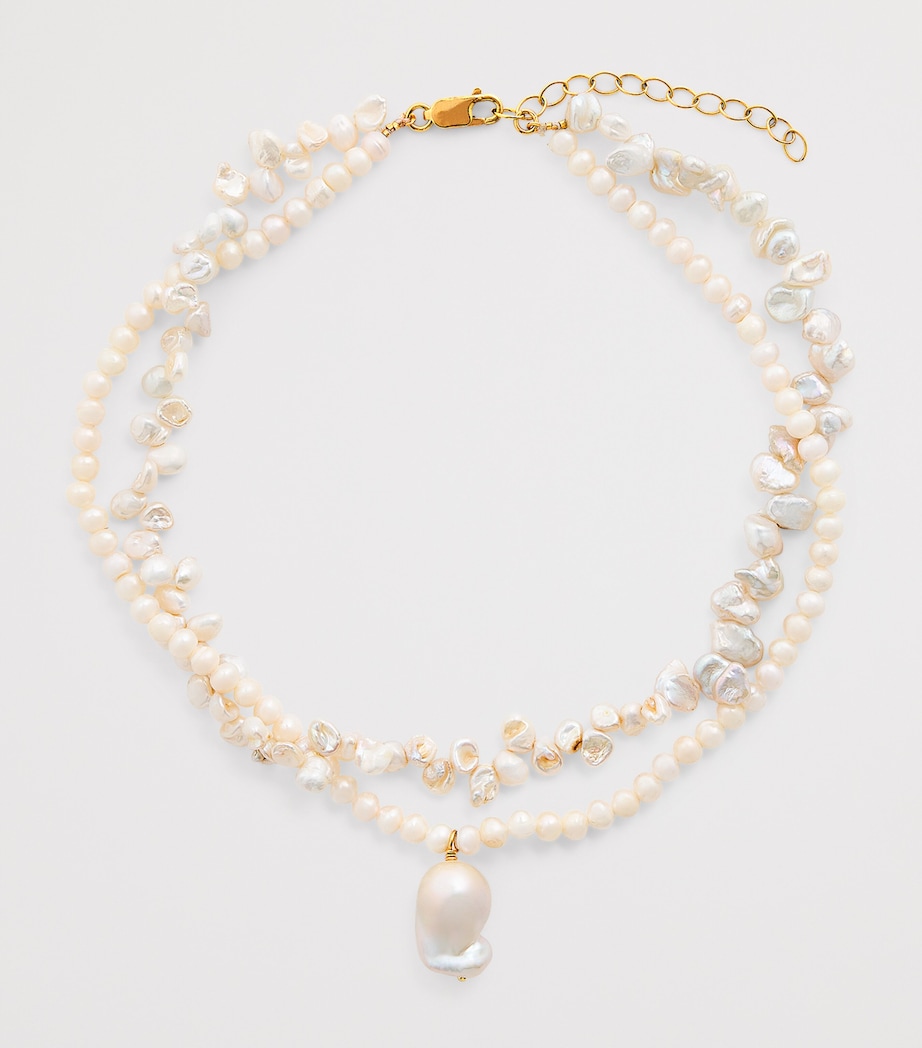 Freshwater Pearl Twisted Flower Necklace PEARL Image 2