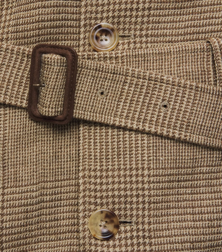 Polo Ralph Lauren Mens Silk-Linen-Wool Glen Plaid Overcoat Brown/tan Image 6
