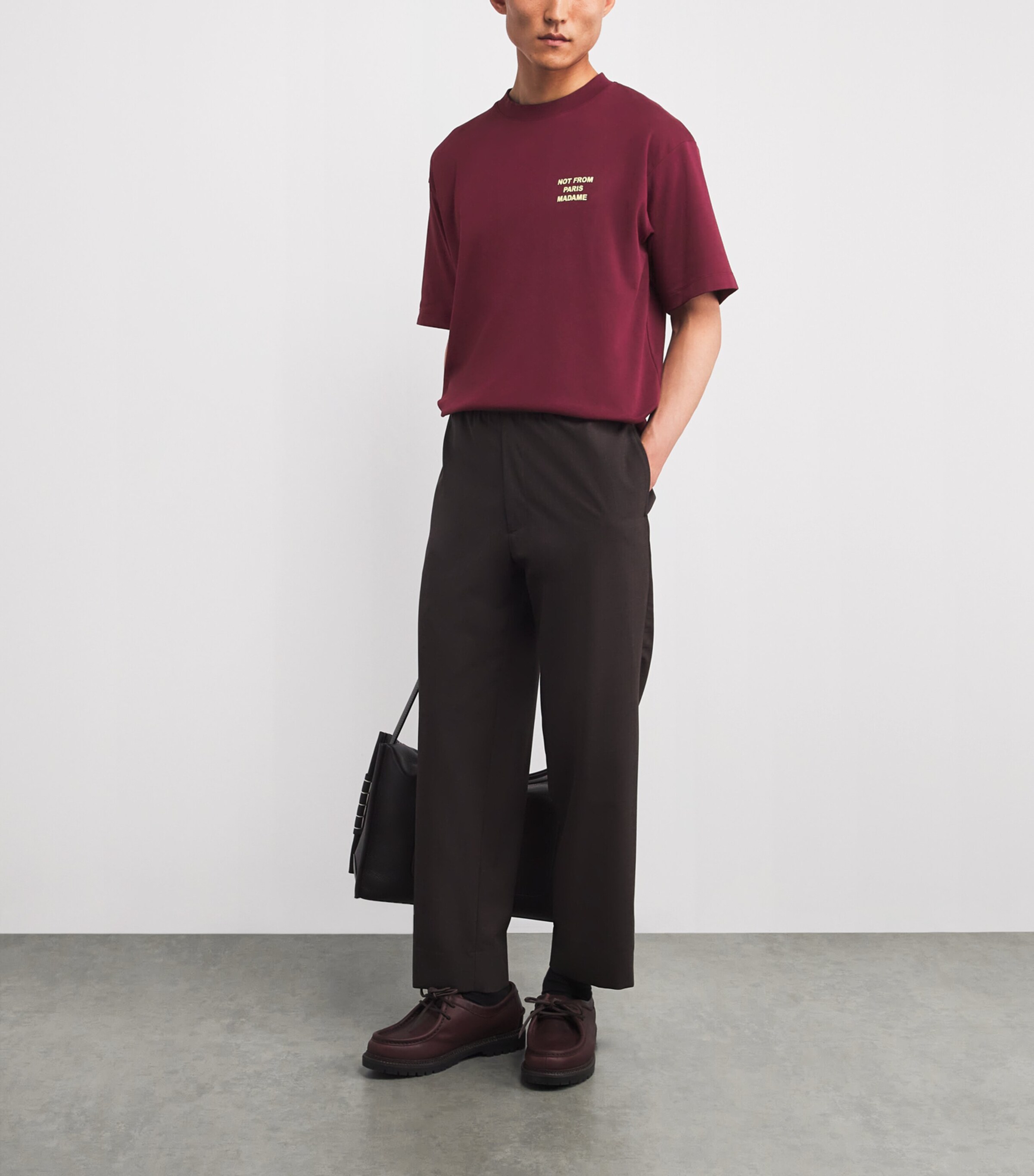 Drôle De Monsieur Mens Cotton Graphic T-Shirt Wn / Wine Image 2