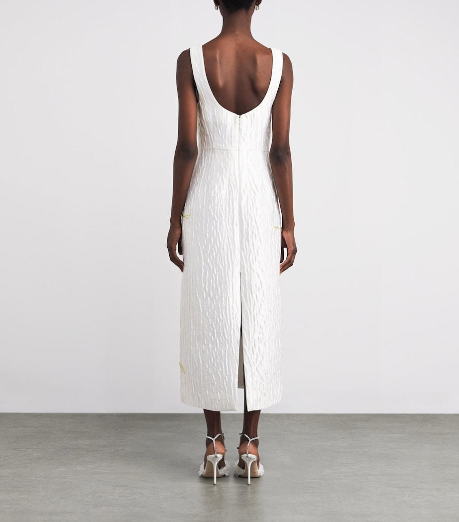 Floral Jacquard Lilibeth Midi Dress WHITE Image 3