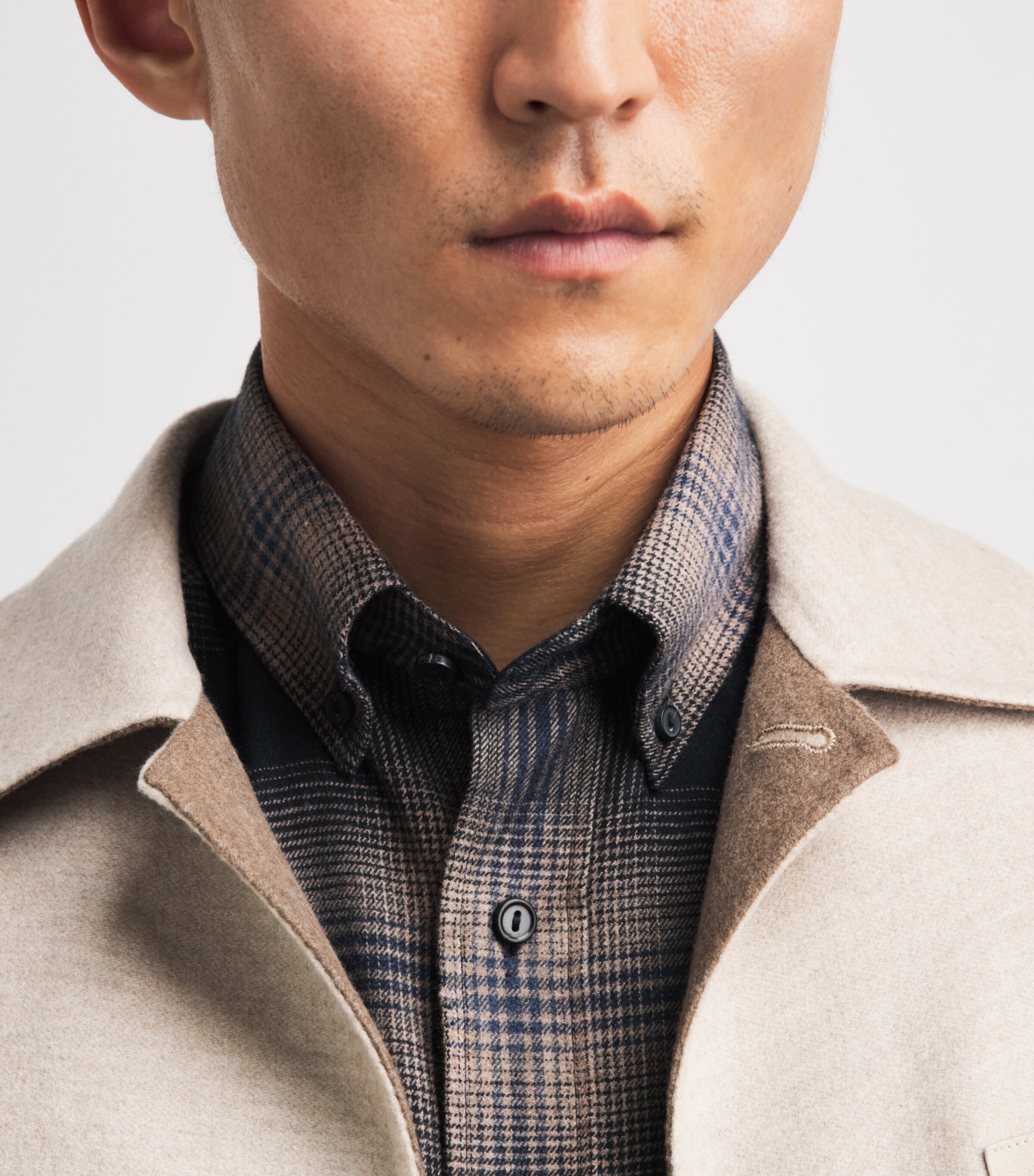 Eton Mens Flannel Check Shirt Navy Blue Image 3