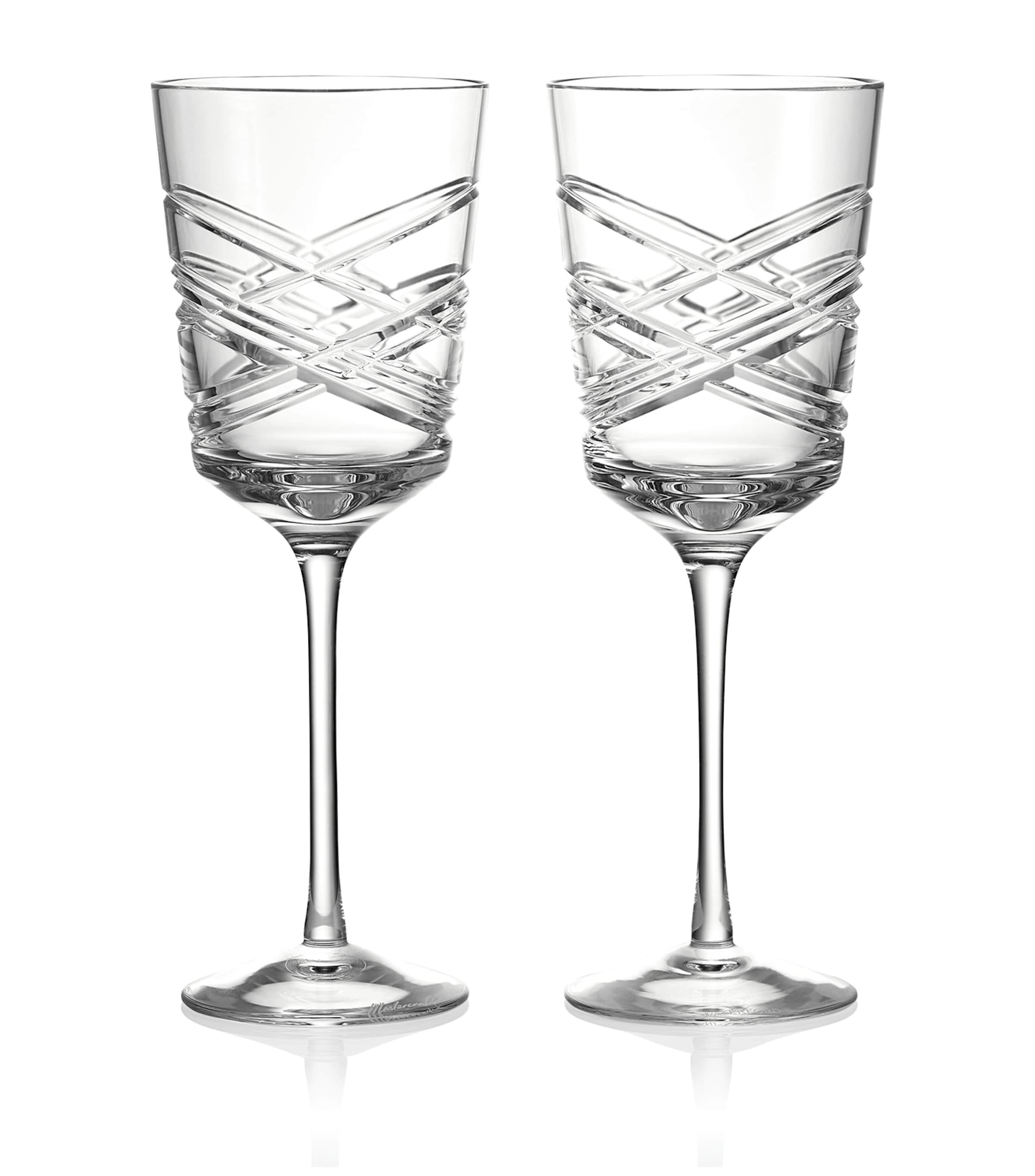Waterford Set Of 2 Crystal Aran White Wine Glasses In Clear