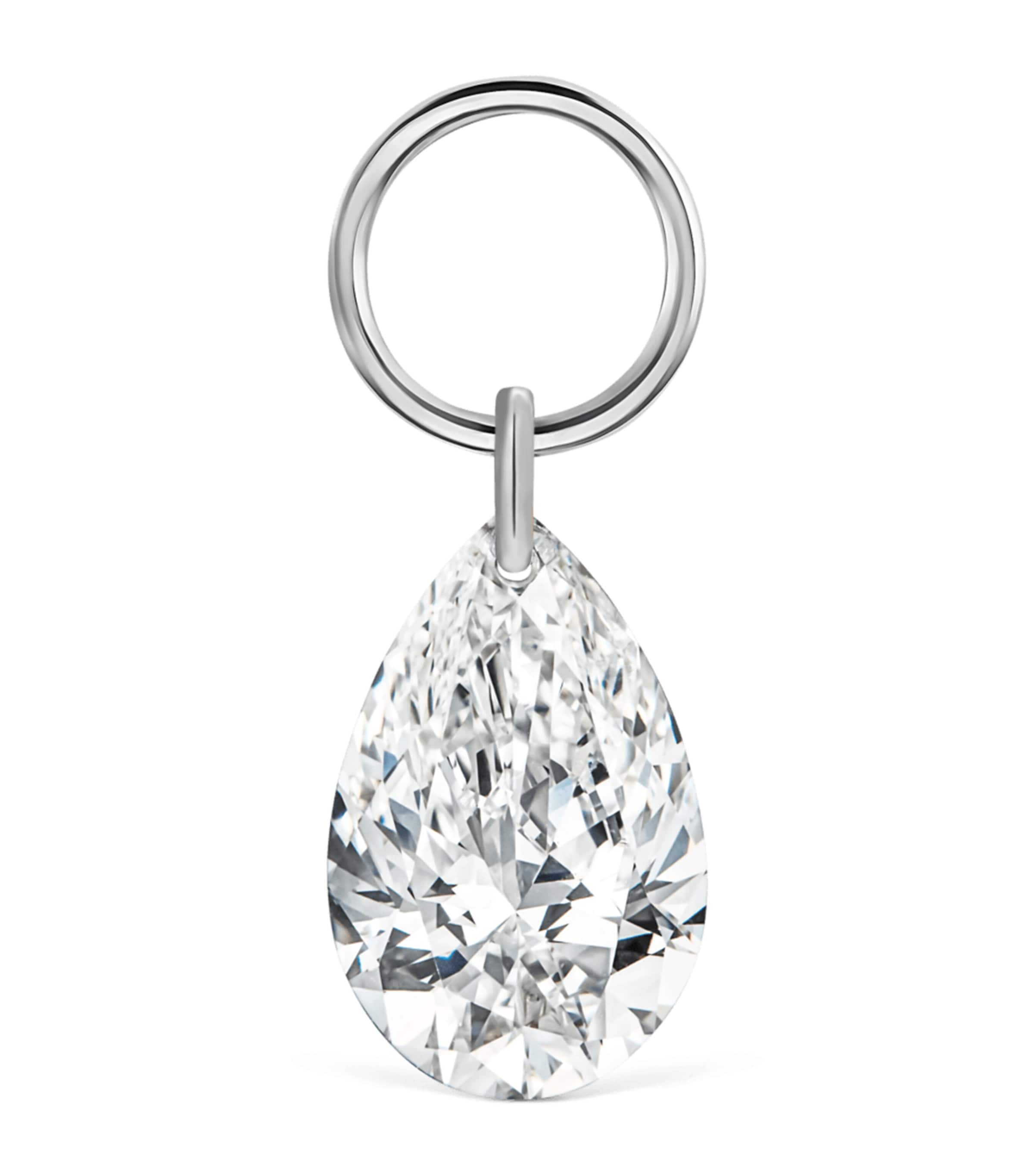 Maria Tash Pear Floating Diamond Charm In White