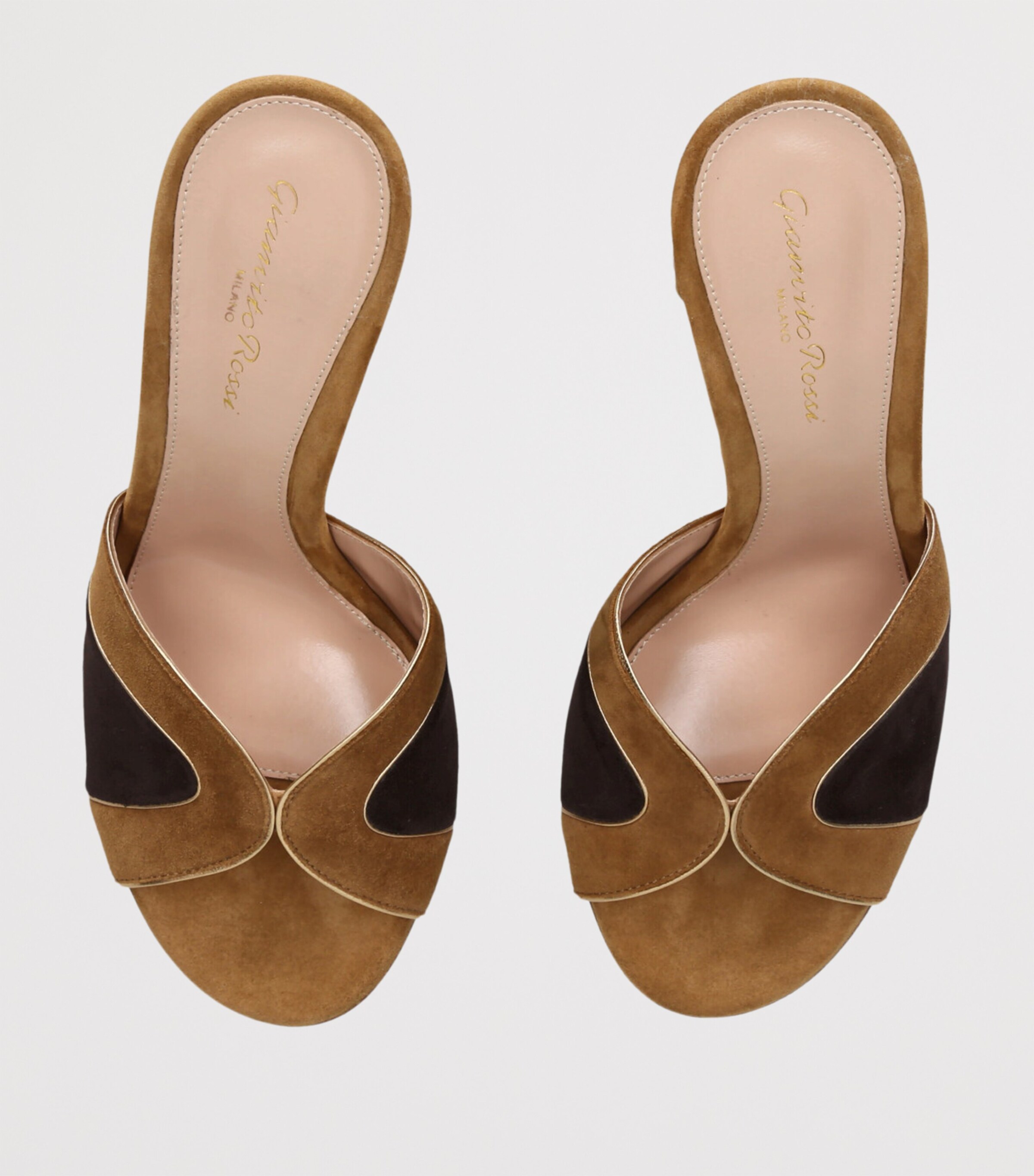 Gianvito Rossi Suede Heeled Mules 95 Beige Image 4
