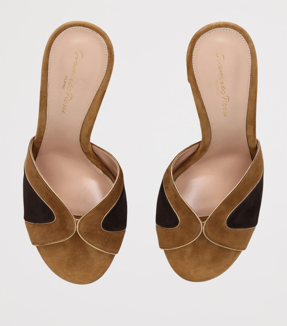 Suede Heeled Mules 95 BEIGE Image 4