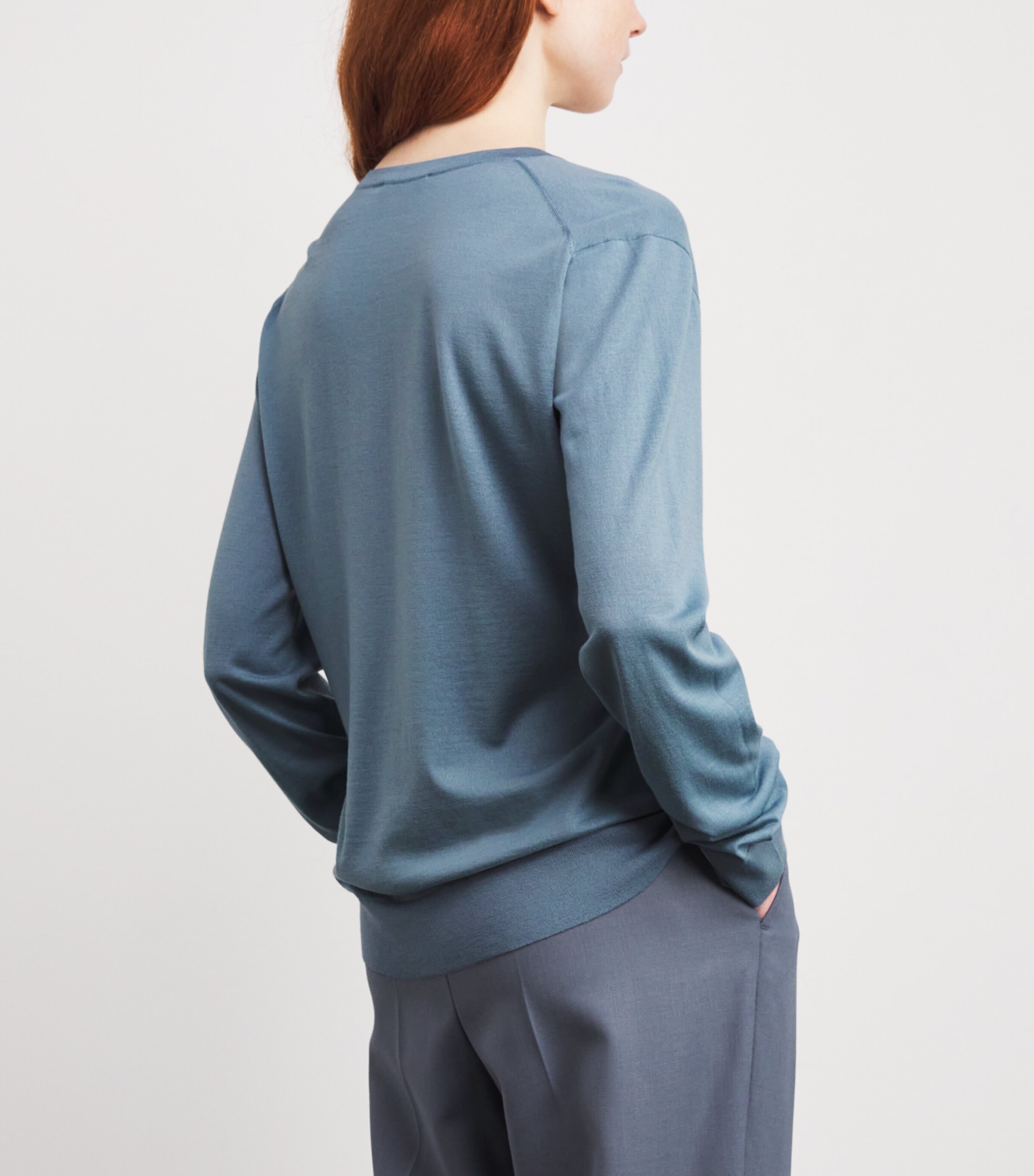 The Row Womens Naius Sheep Wool Sweater Azure Grey Image 4