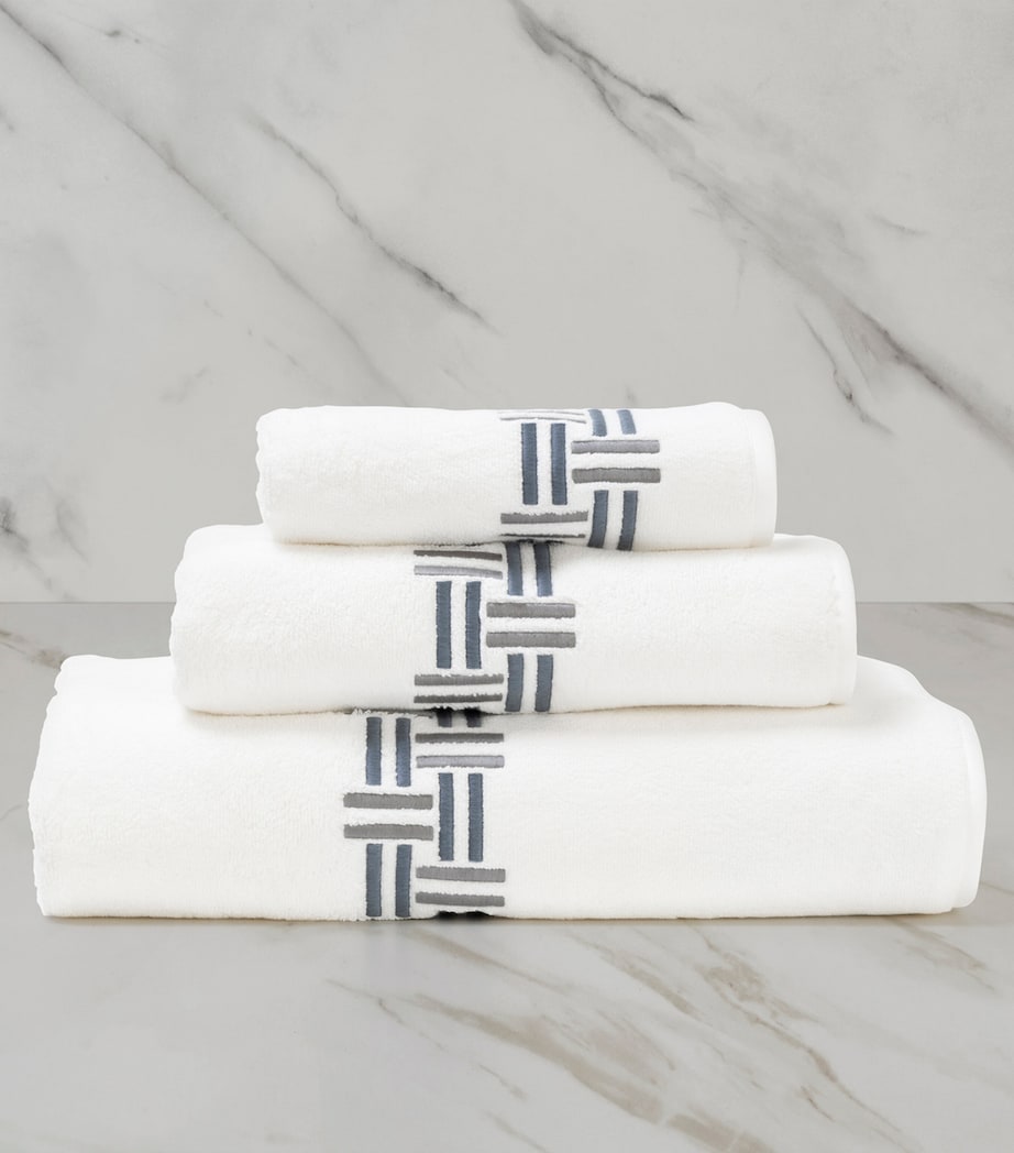 Basket Weave Hand Towel (60cm x 110cm) 8E23 - STEEL BLUE/GR Image 2