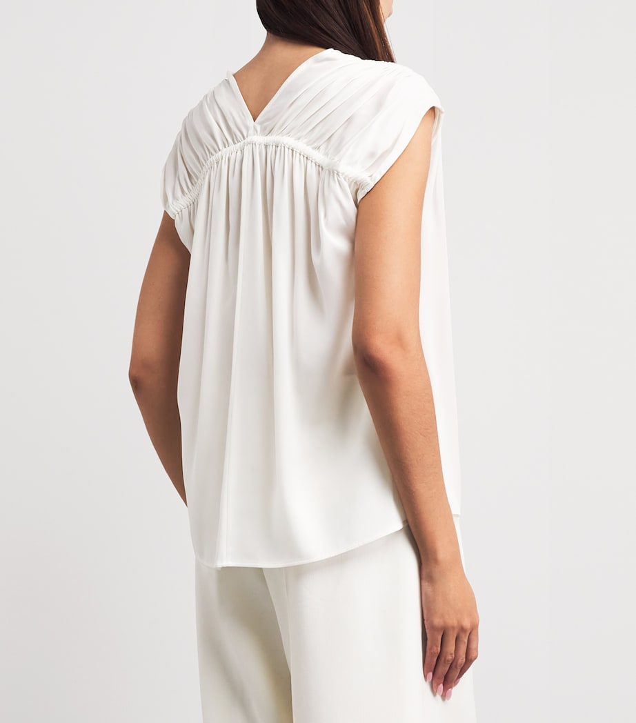 Vince Womens Silk-Blend Gathered Blouse Off White Image 5