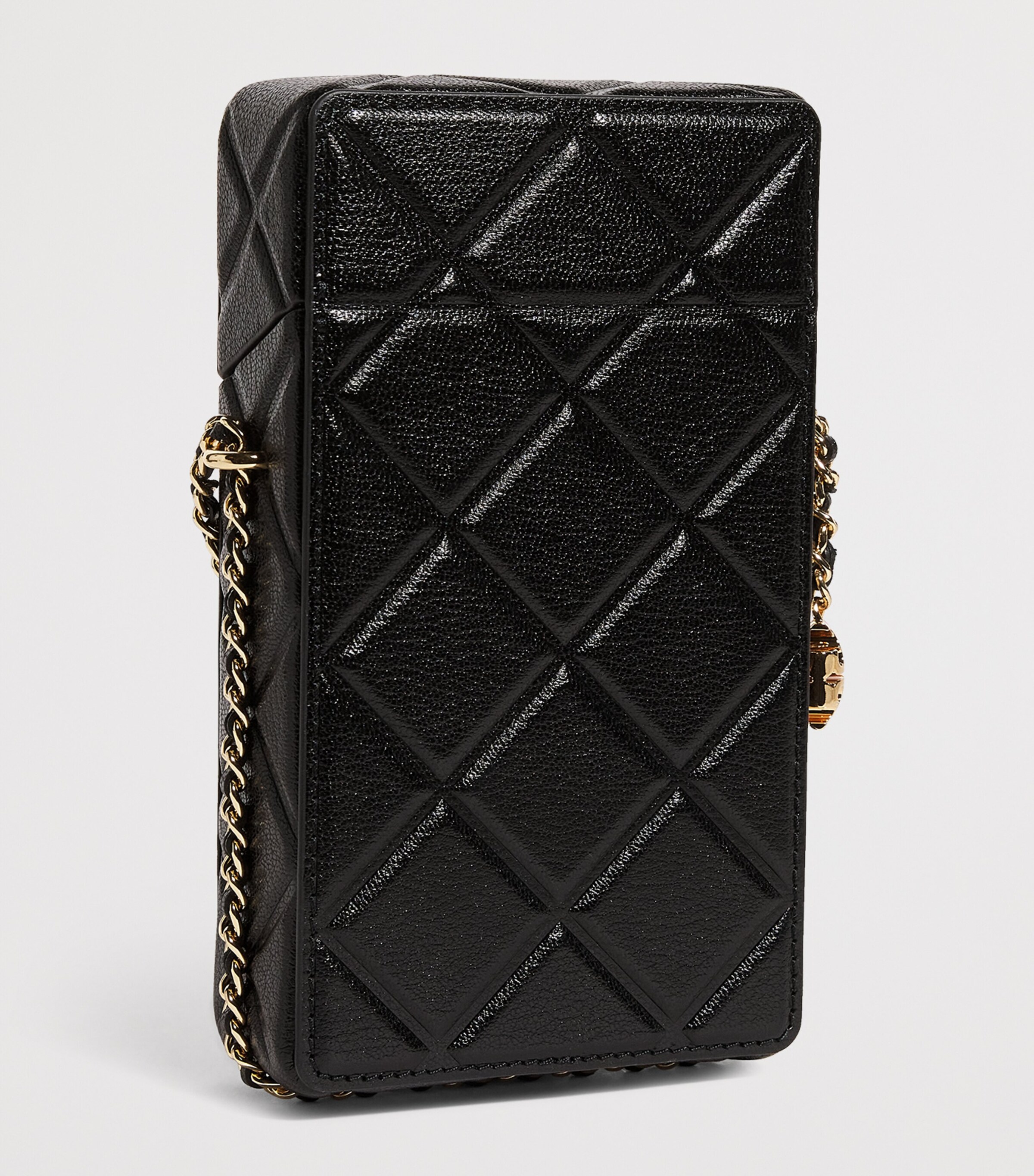 Leather Fleming Phone Cross-Body Bag 001 BLACK Image 3