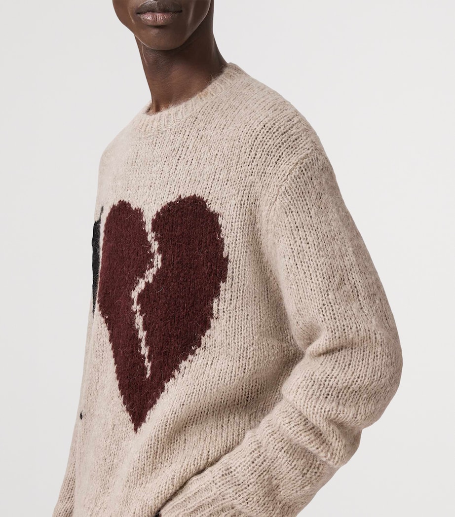 AllSaints Mens Wool-Blend Lover Sweater Pebble Brown Image 5