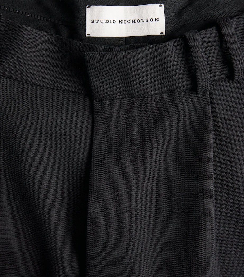 Studio Nicholson Mens Double Pleated Barrel-Leg Trousers Black Image 6