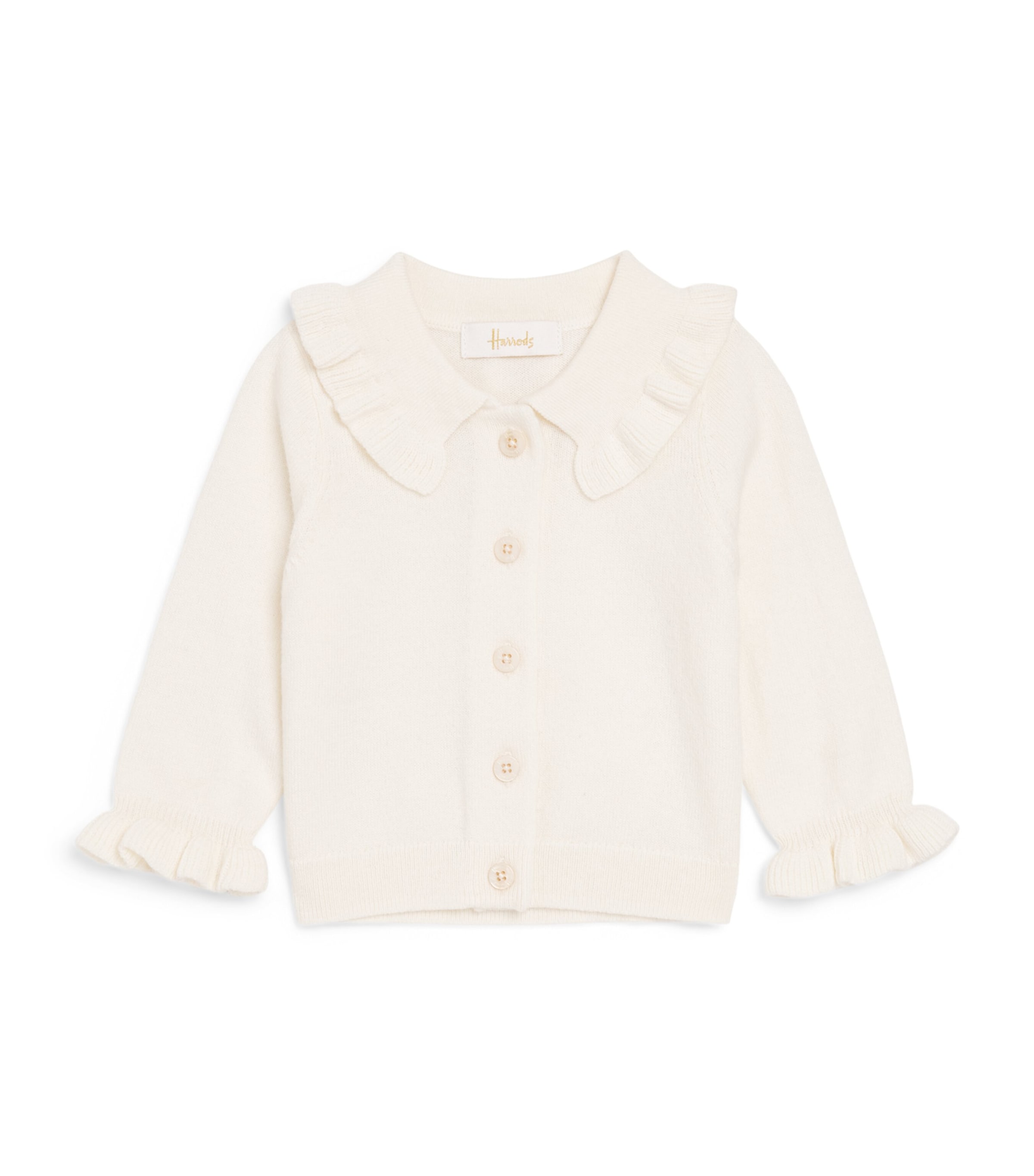Harrods Wool-Cotton Ruffled Cardigan (0-18 Months) Oatmeal Image 1