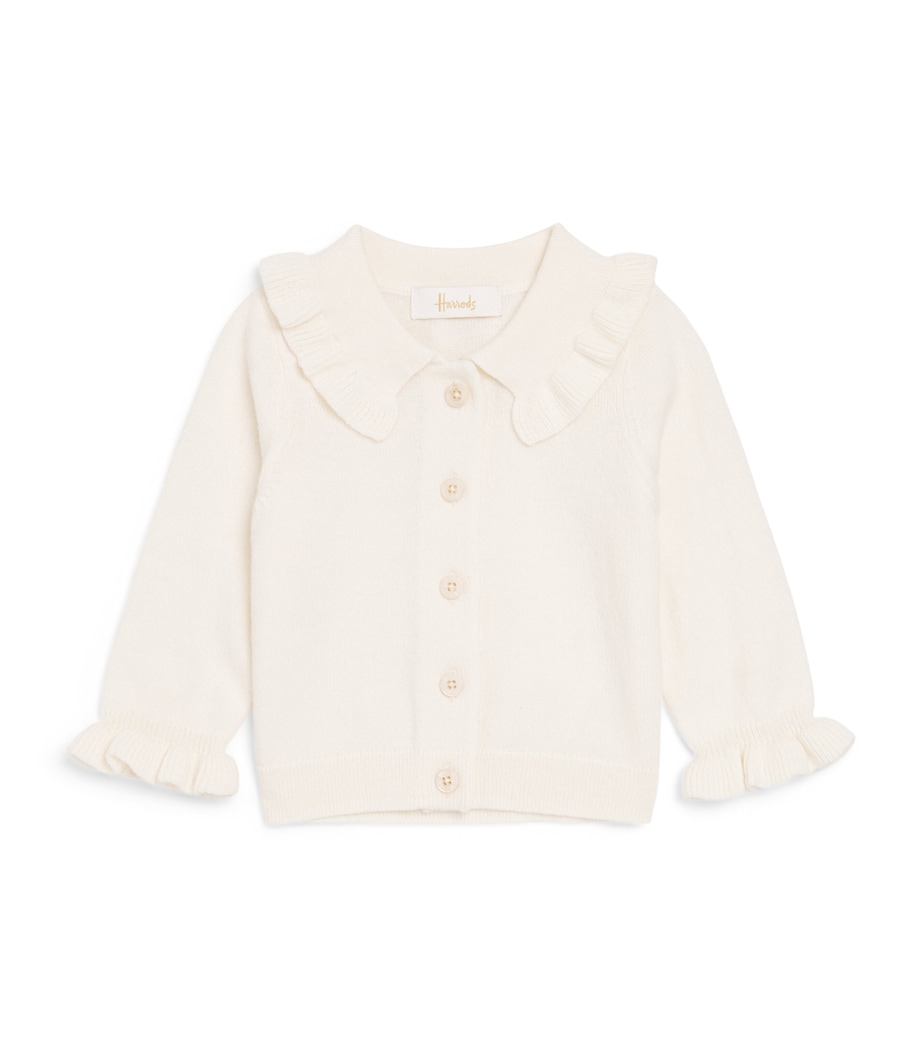 Harrods Wool-Cotton Ruffled Cardigan (0-18 Months) Oatmeal Image 1