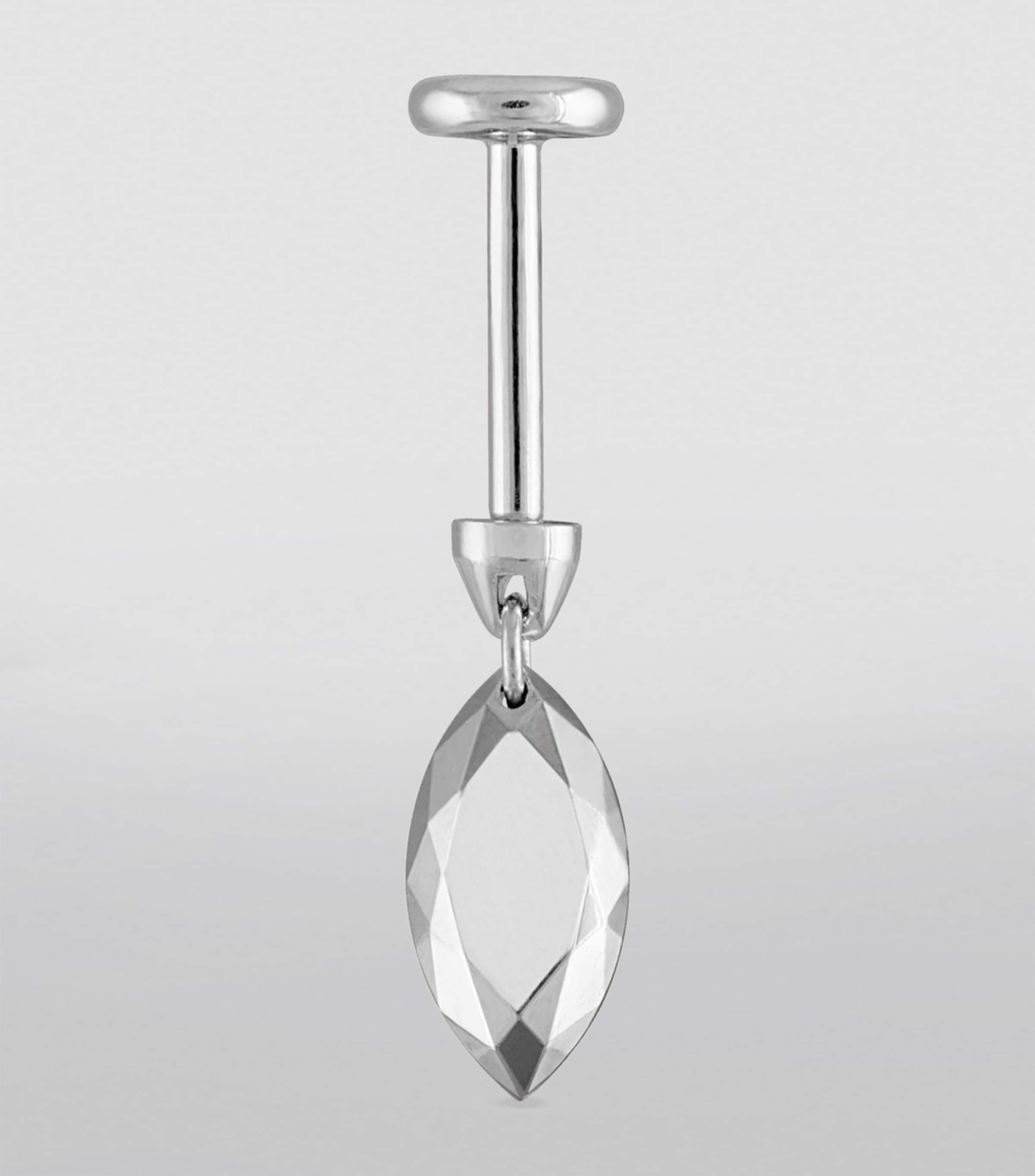 Faceted Marquise Threaded Charm Single Earring (7.5mm) WHITE GOLD Image 5