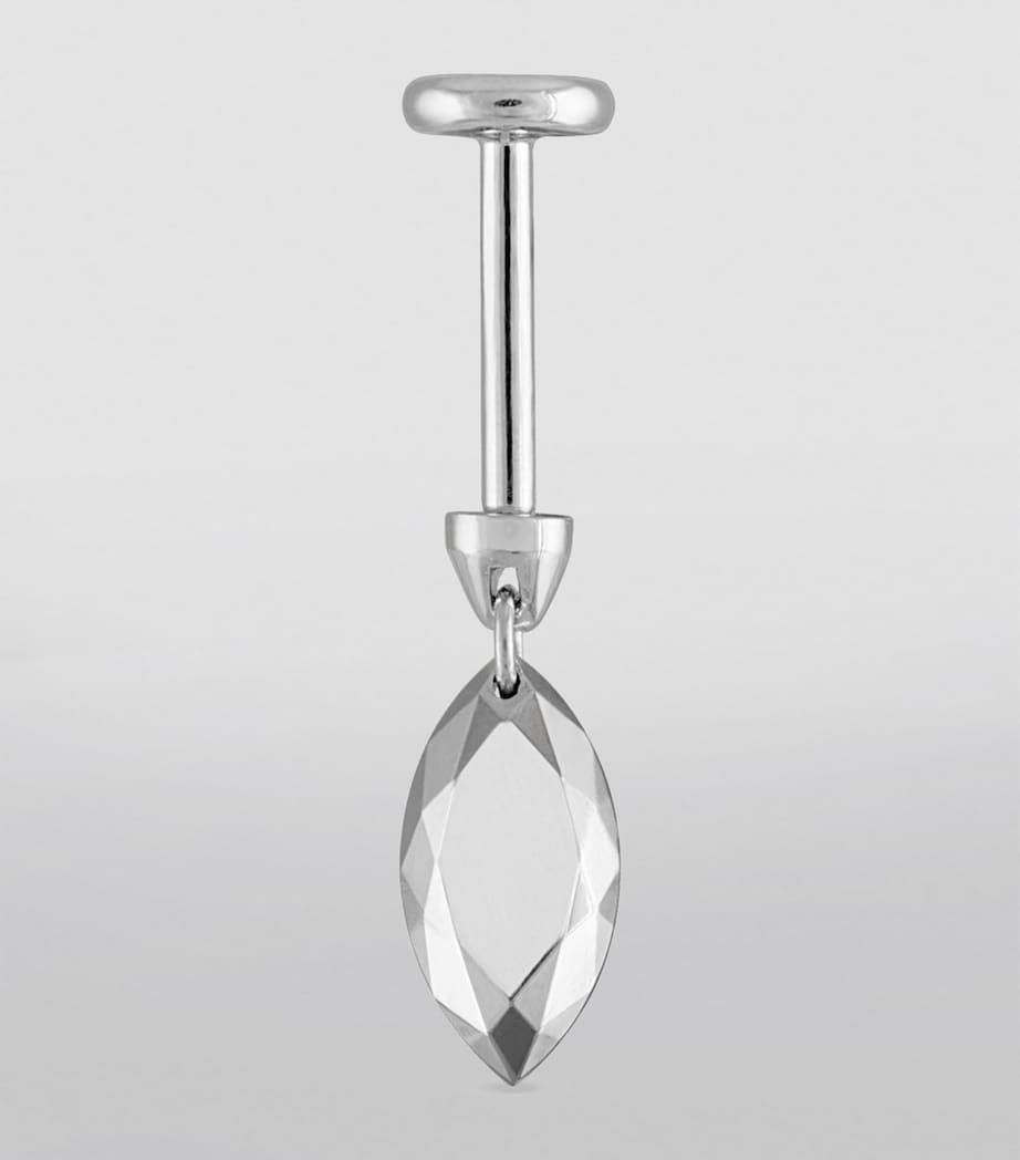 Faceted Marquise Threaded Charm Single Earring (7.5mm) WHITE GOLD Image 5