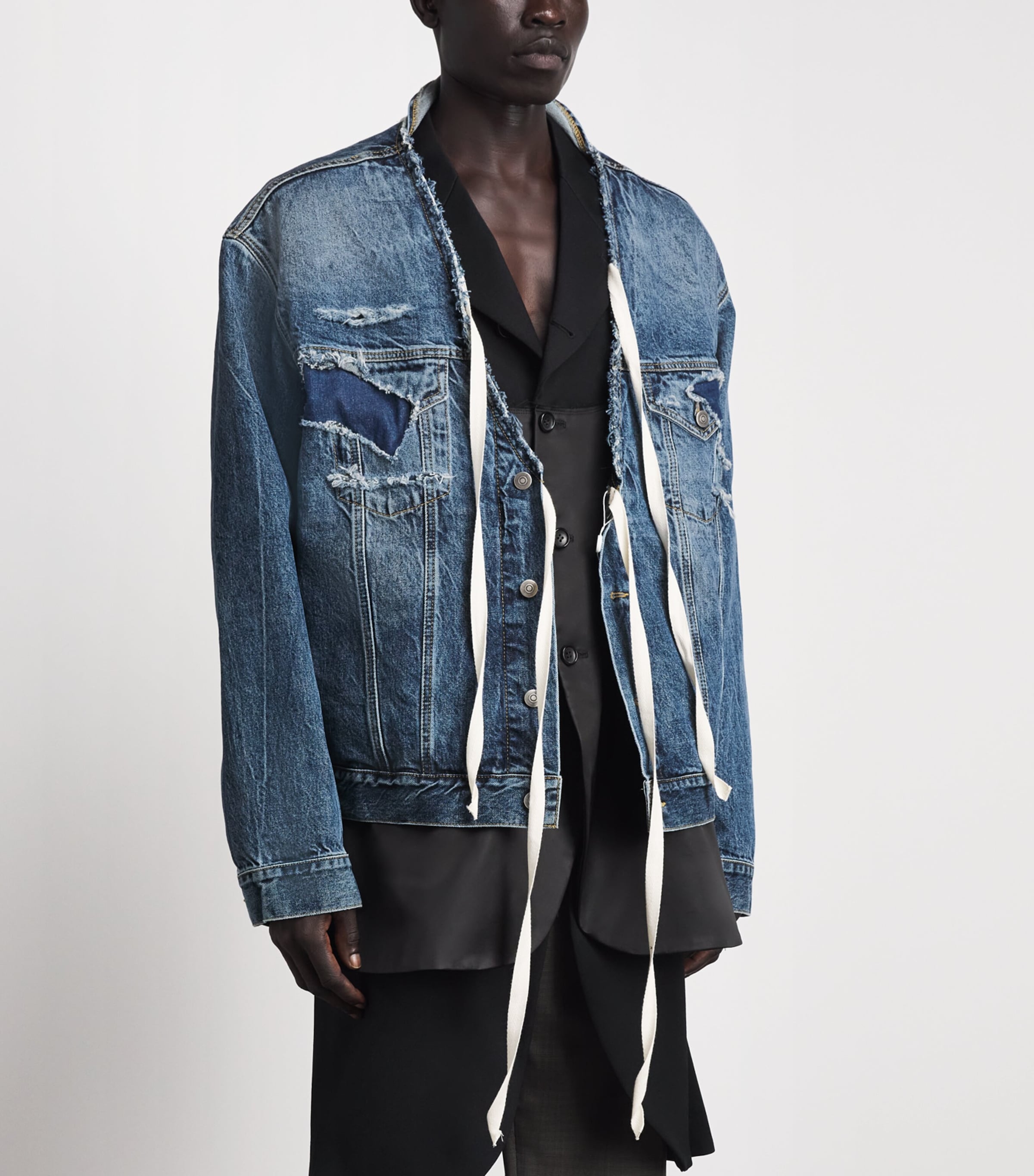 Maison Margiela Mens Distressed Assemblage Denim Jacket Nw Medium Blu Image 4