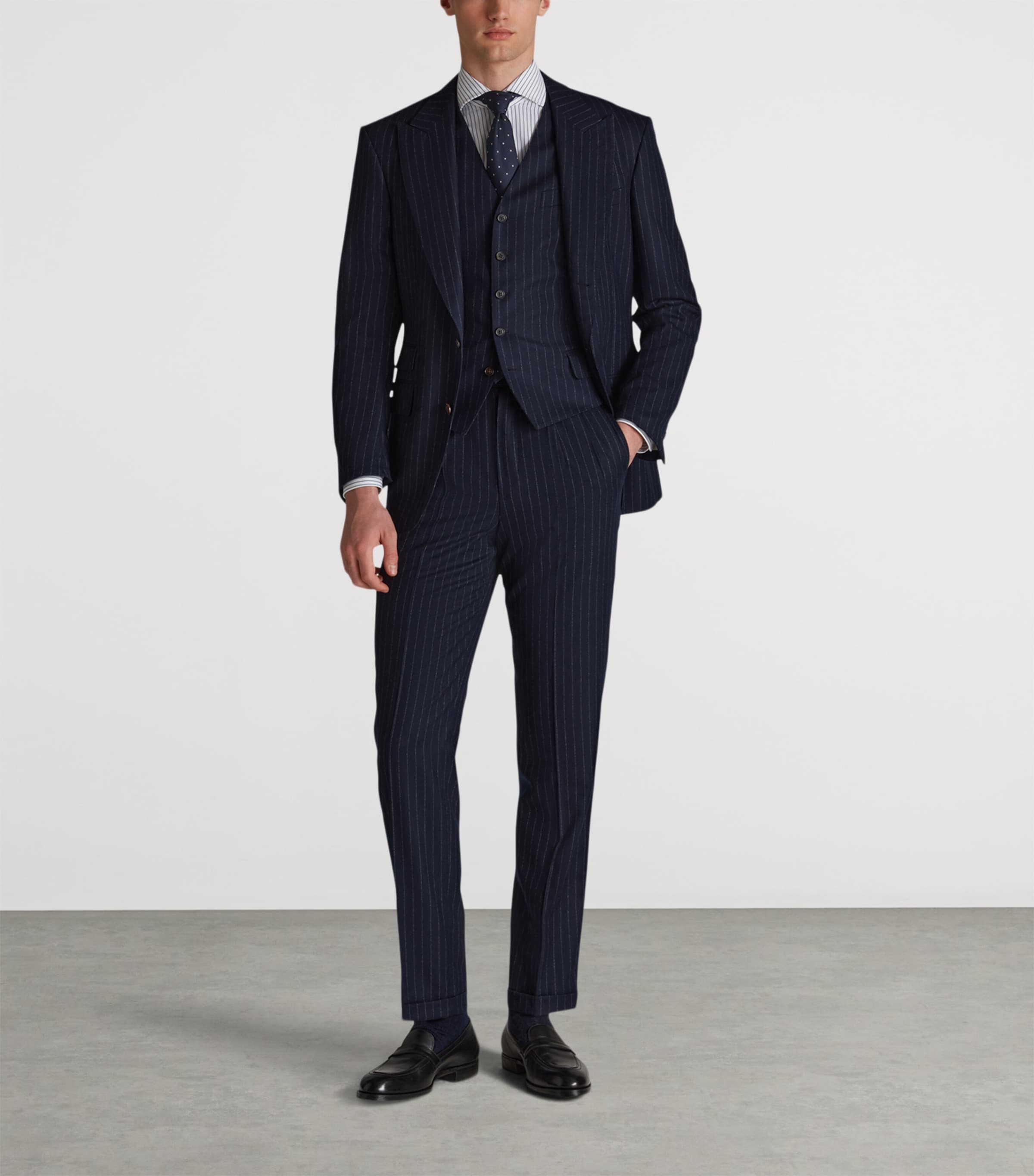 Merino Wool Chalkstripe Waistcoat 416HOUSE NAVY Image 2