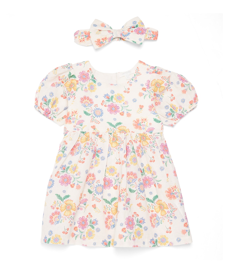Purebaby Organic Cotton-Linen Dress and Headband Set (12-36 Months) Mexfl Image 1