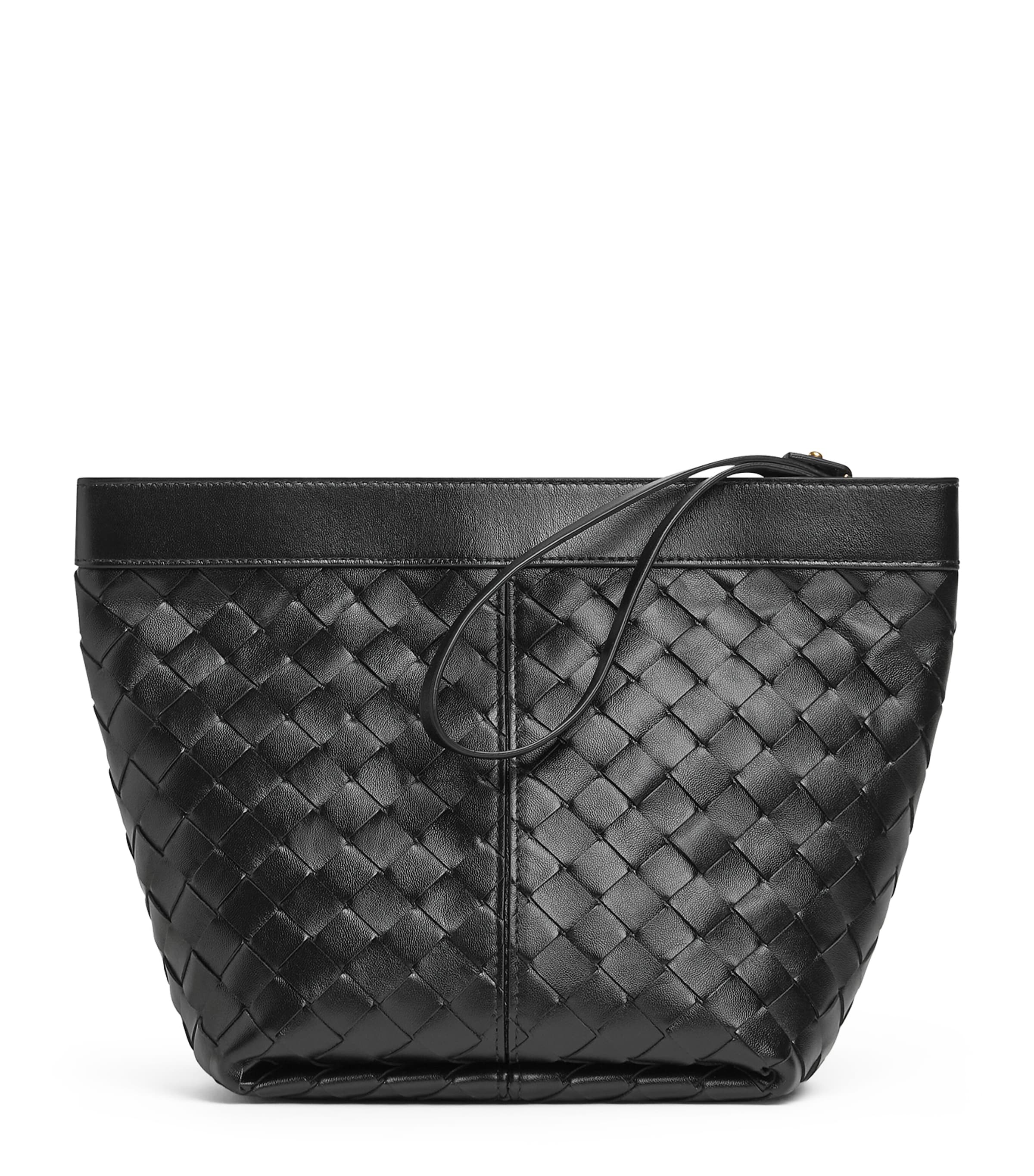 Bottega Veneta Medium Leather Prism Pouch In Gold