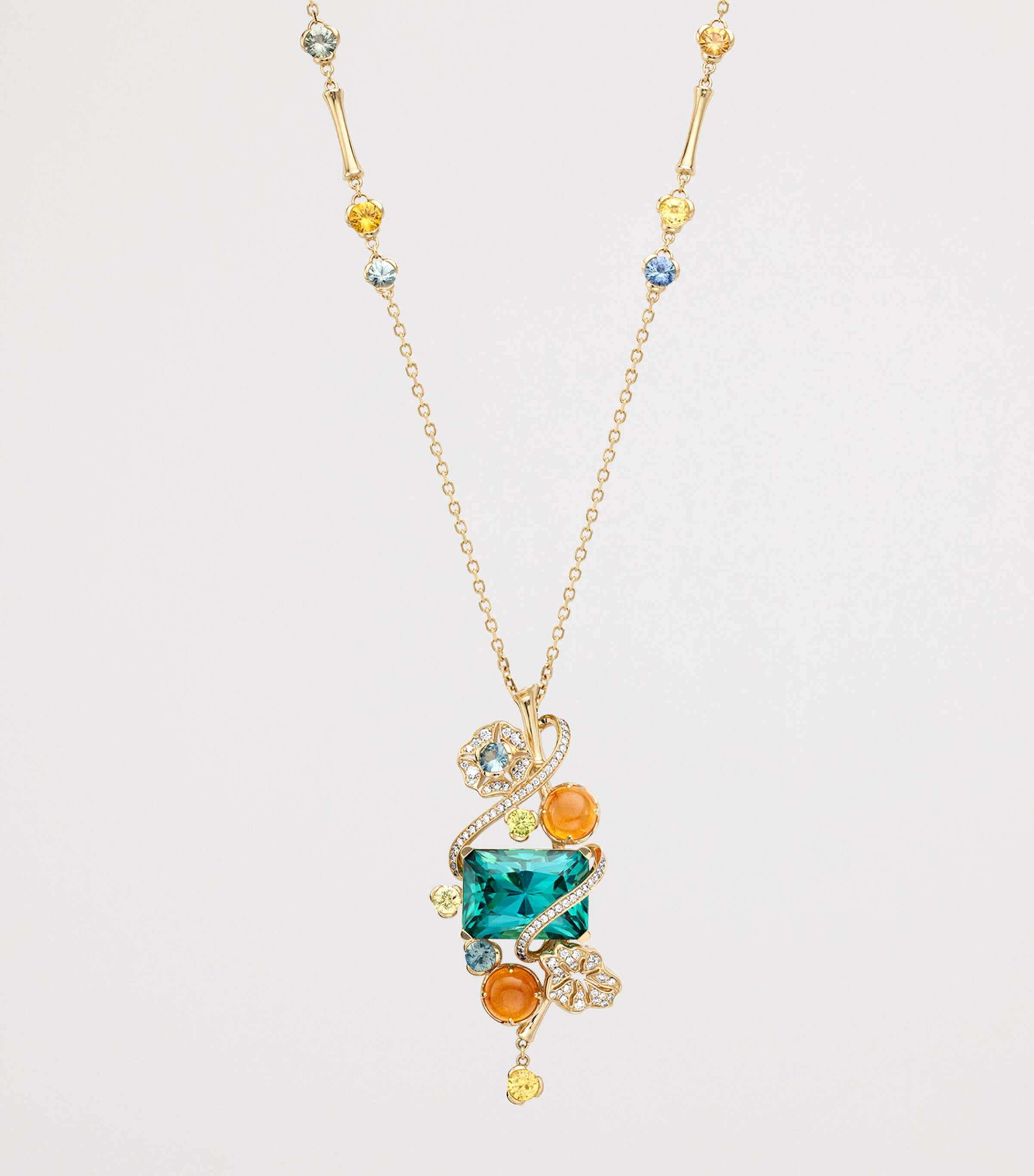 Boodles Yellow Gold, Diamond, Sapphire and Gemstone The Palace Collection Queen Charlotte’s Cottage Pendant Necklace Gold Image 3