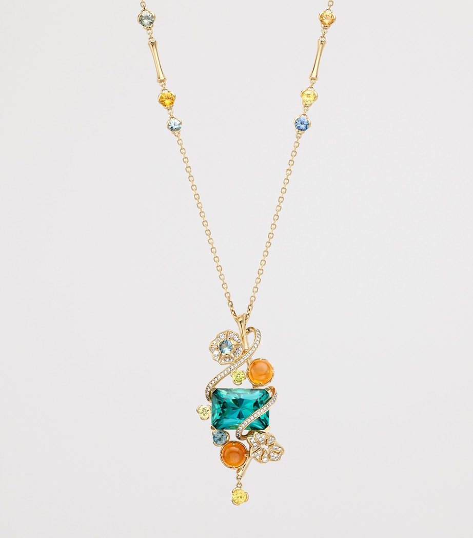 Boodles Yellow Gold, Diamond, Sapphire and Gemstone The Palace Collection Queen Charlotte’s Cottage Pendant Necklace Gold Image 3