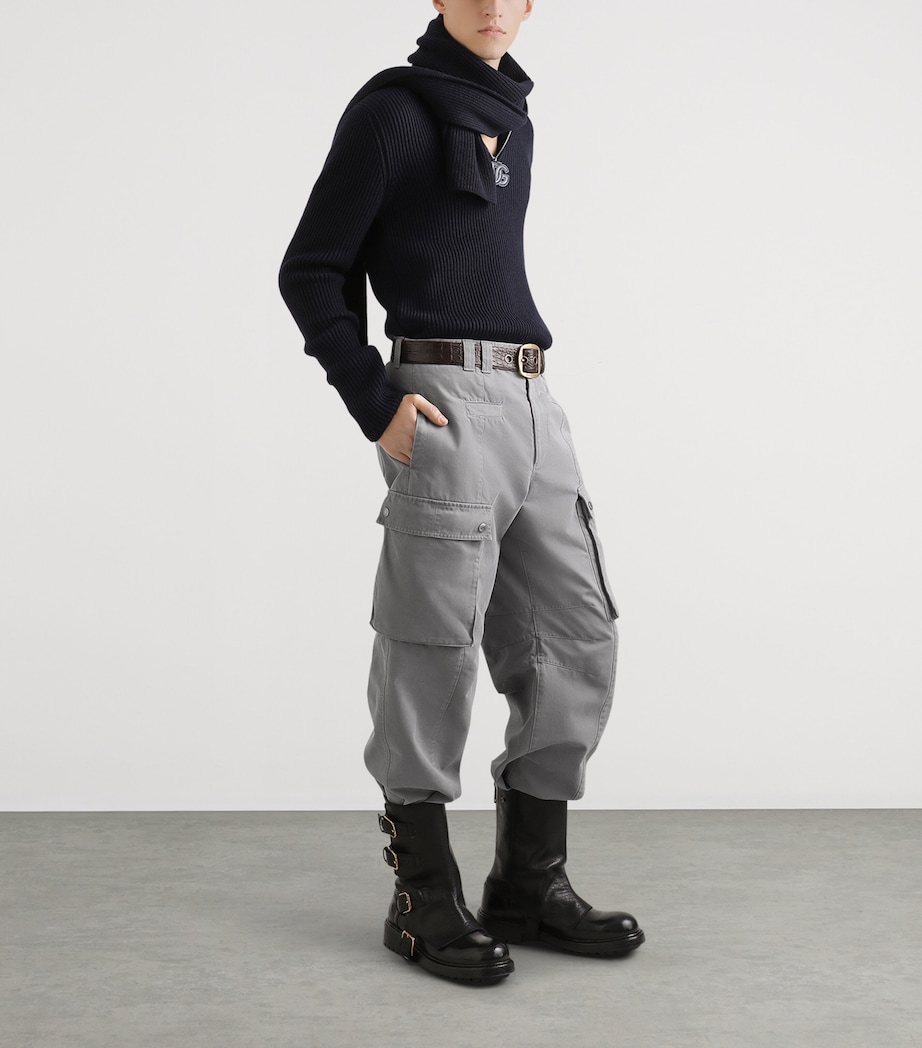 Virgin Wool Quarter-Zip Sweater B6712 BLUE Image 2