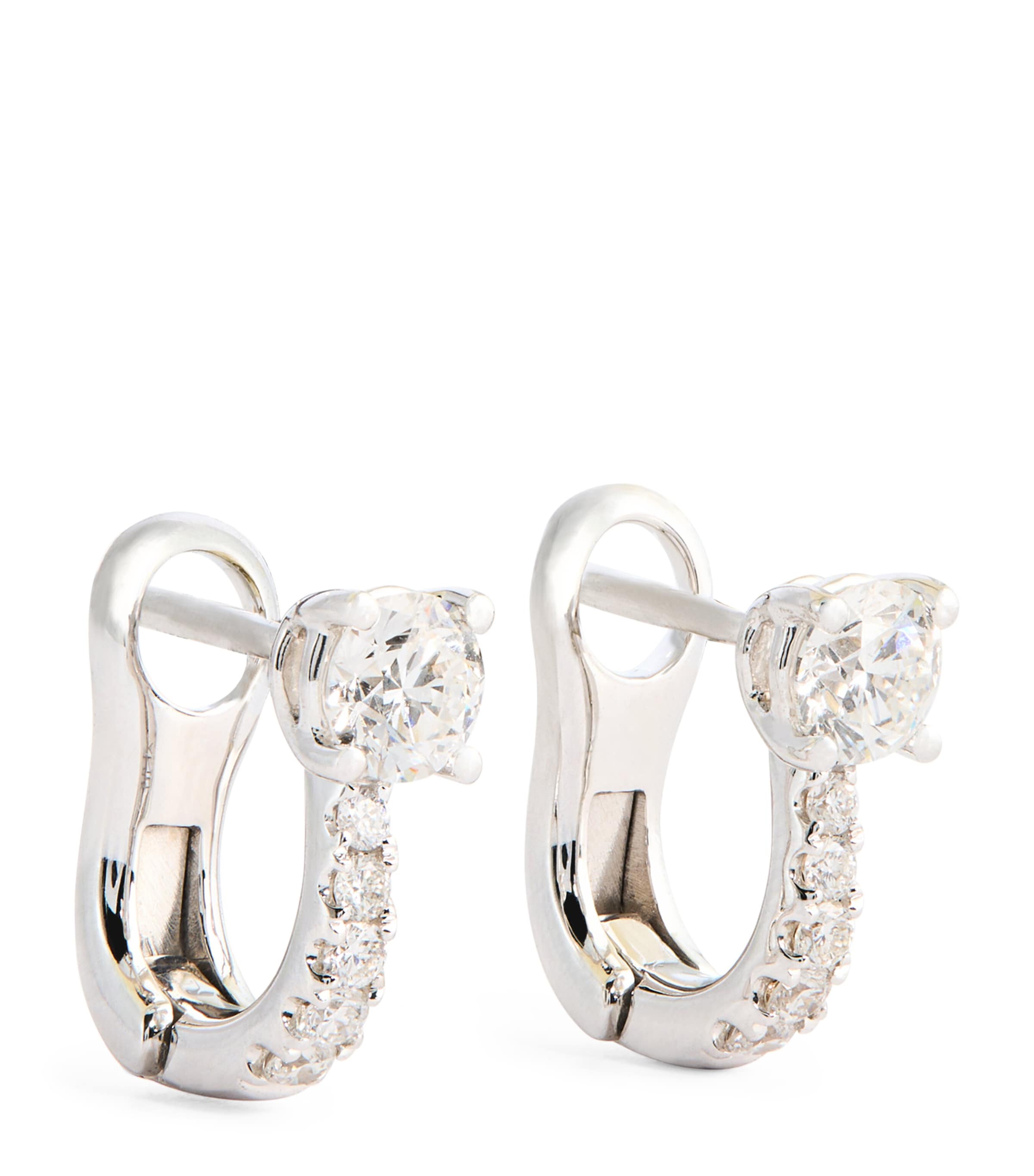 Anita Ko White Gold And Pavé Diamond Huggie Earrings