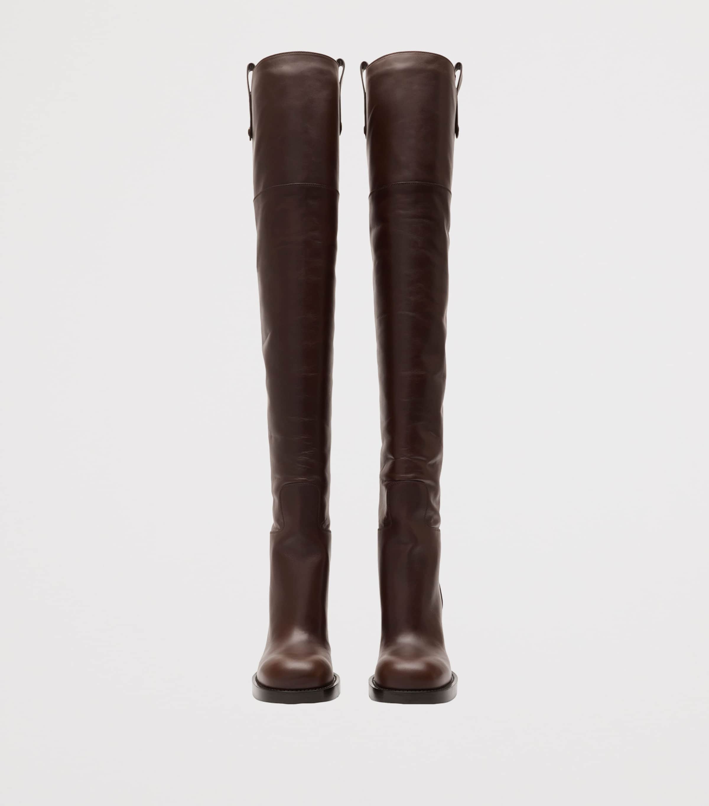 Calf Leather Cavalier Over-The-Knee Heeled Boots 100 TREACLE BROWN Image 2