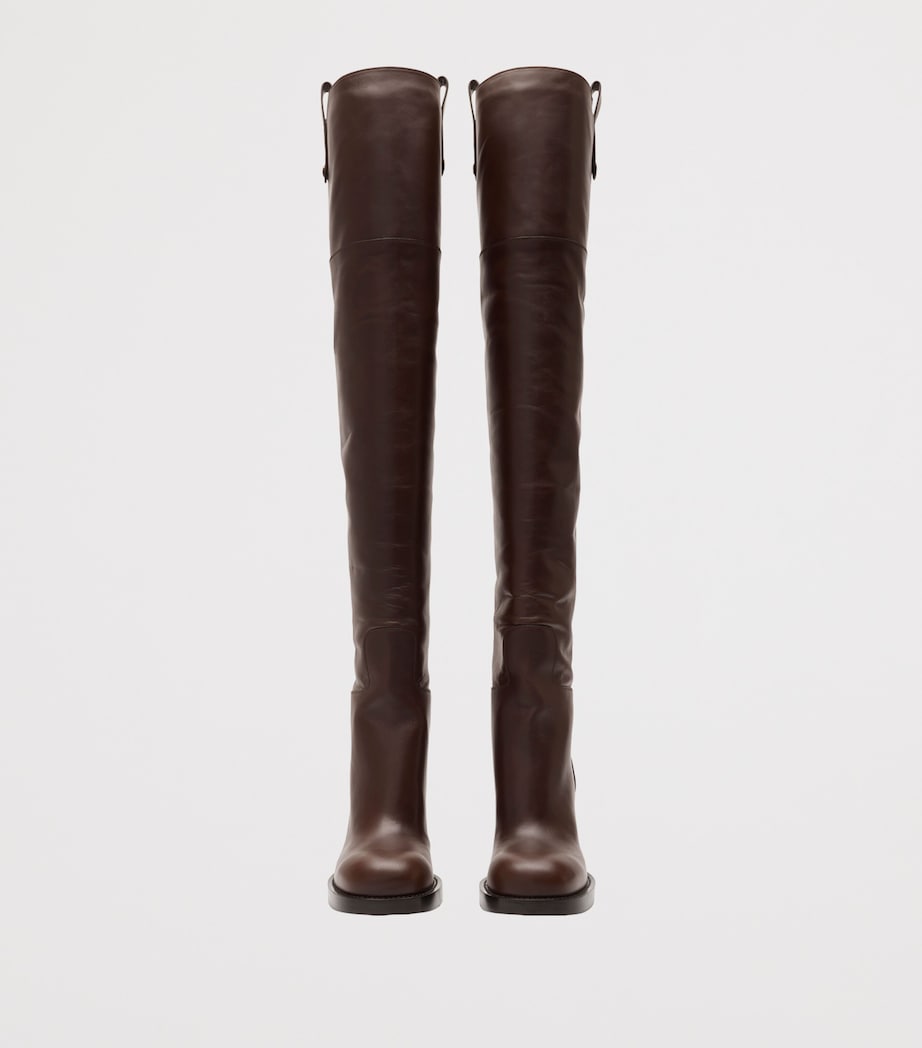 Calf Leather Cavalier Over-The-Knee Heeled Boots 100 TREACLE BROWN Image 2