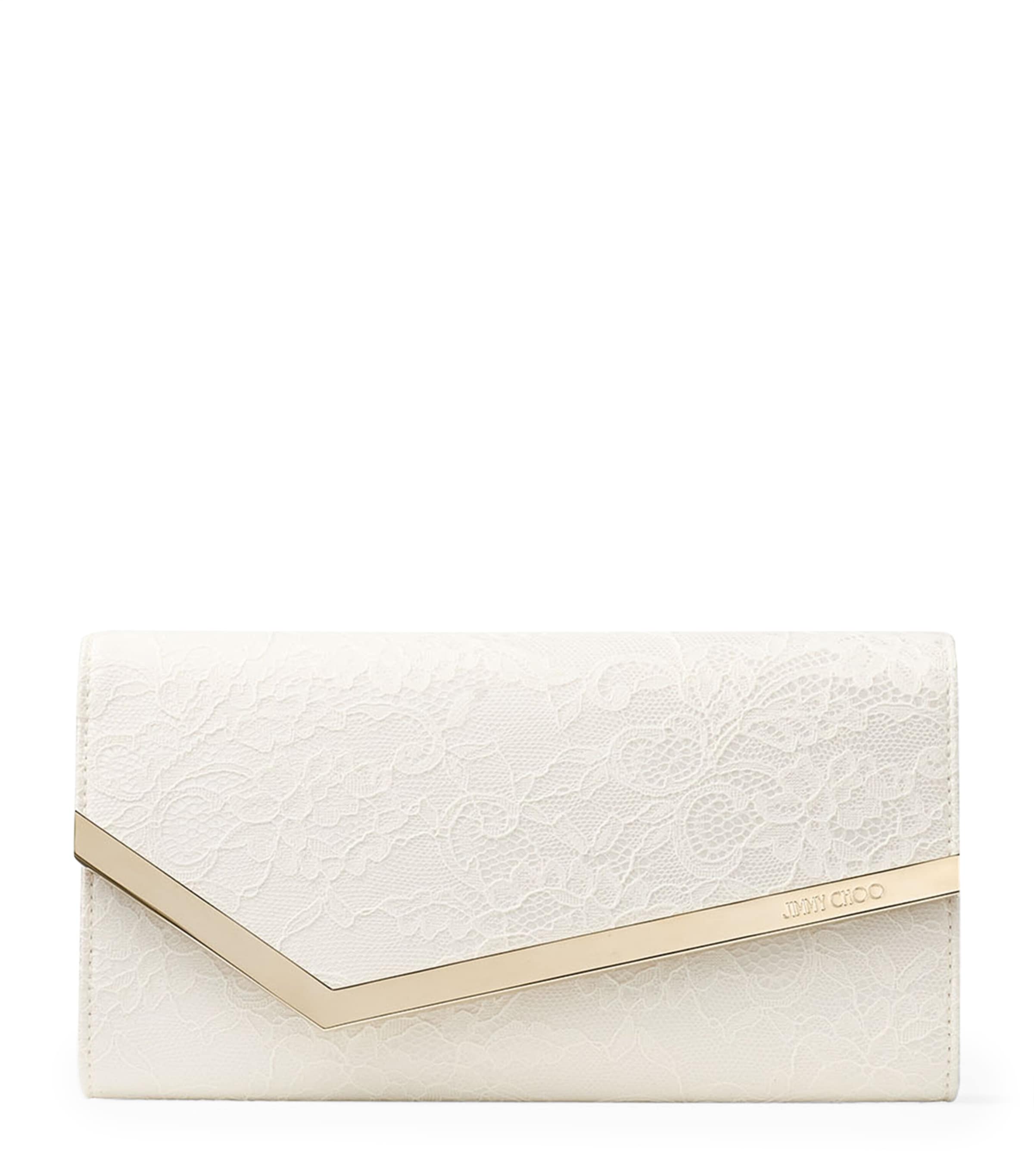 Jimmy Choo Lace Emmie Clutch Bag In White