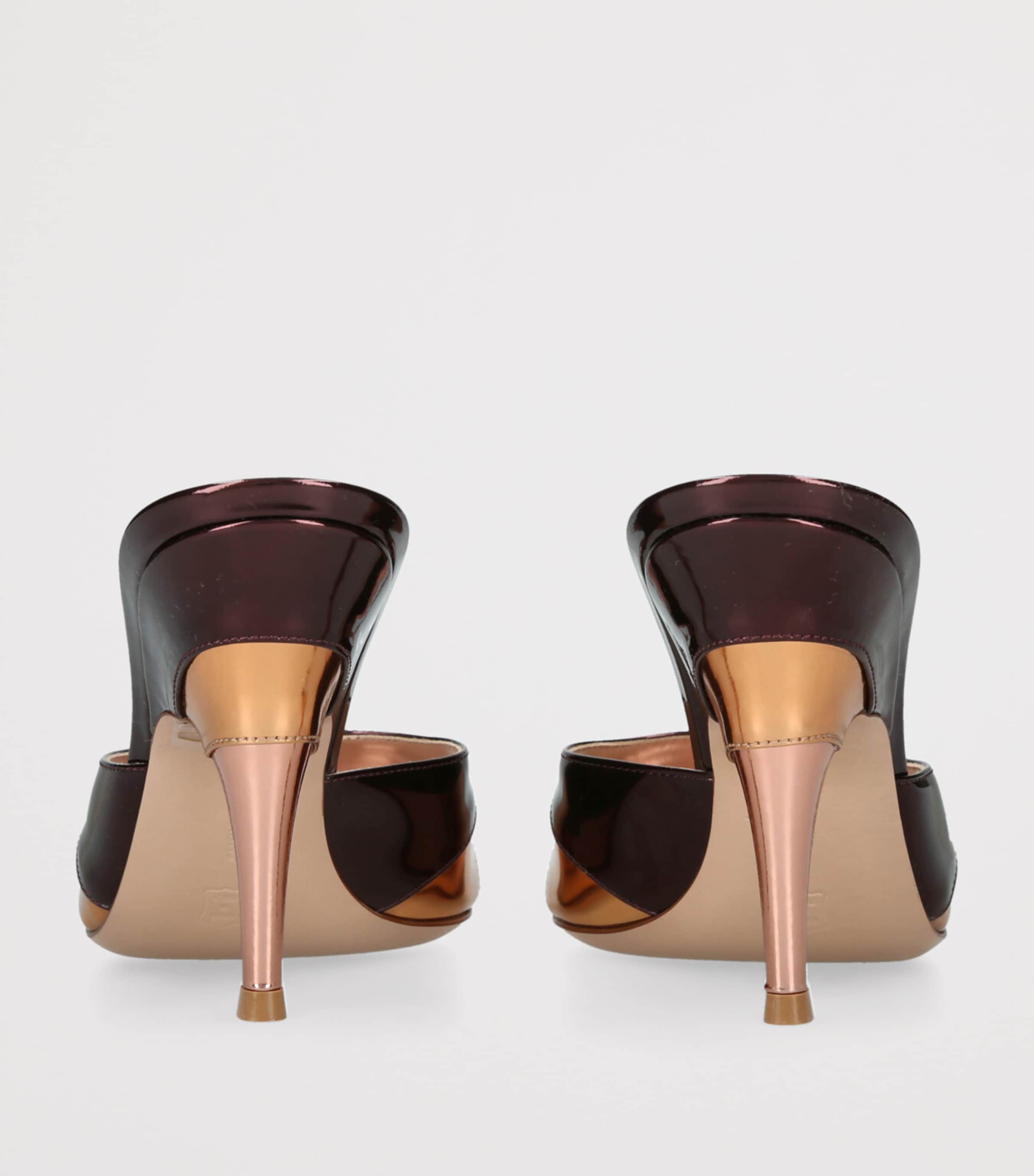 Gianvito Rossi Metallic Leather Marea Heeled Mules 95 Bronze Image 2