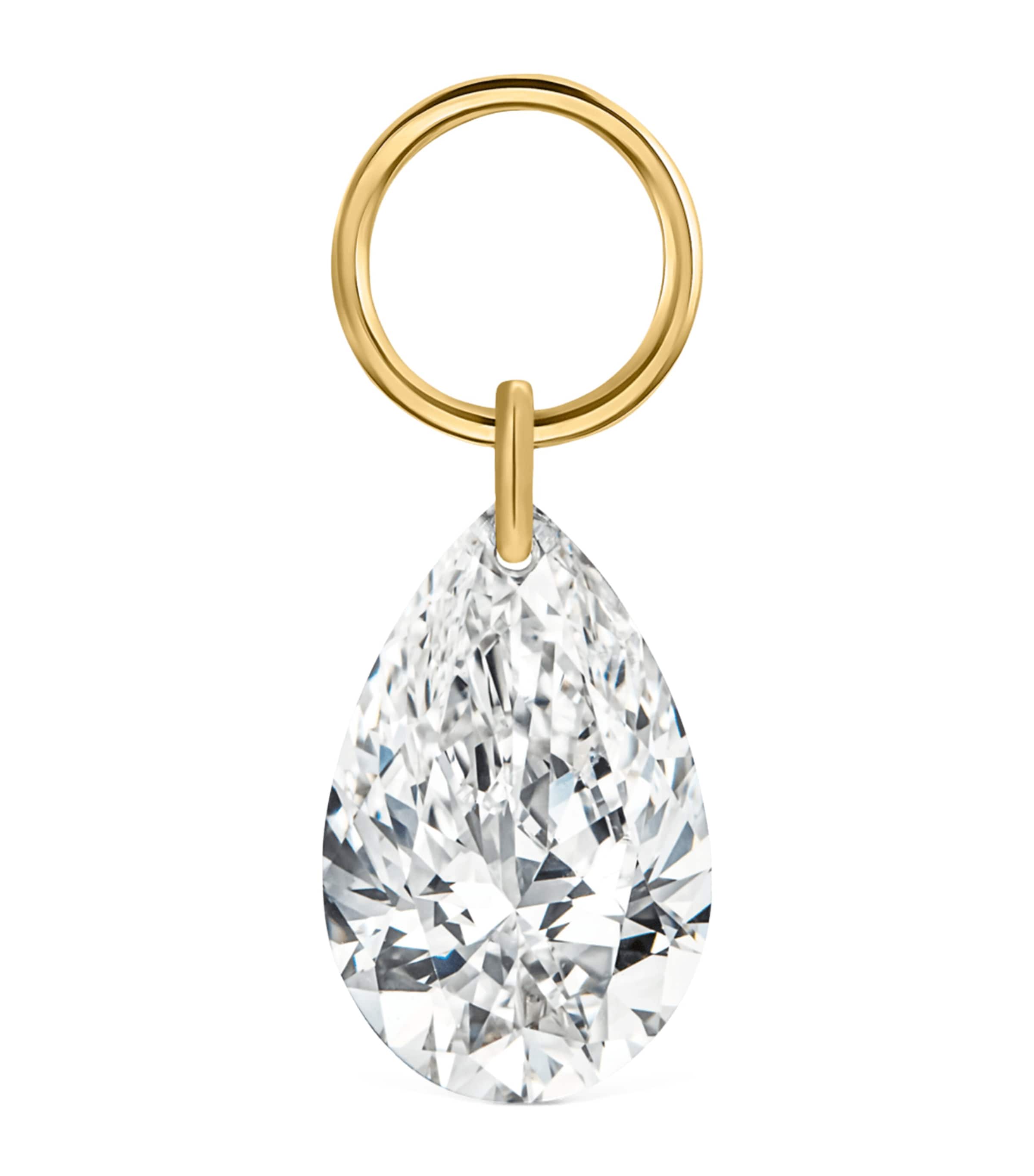 Maria Tash Yellow Gold Pear Floating Diamond Charm In Gold