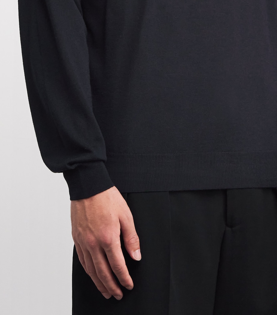 Virgin Wool Crew-Neck Sweater 850-NAVY Image 6